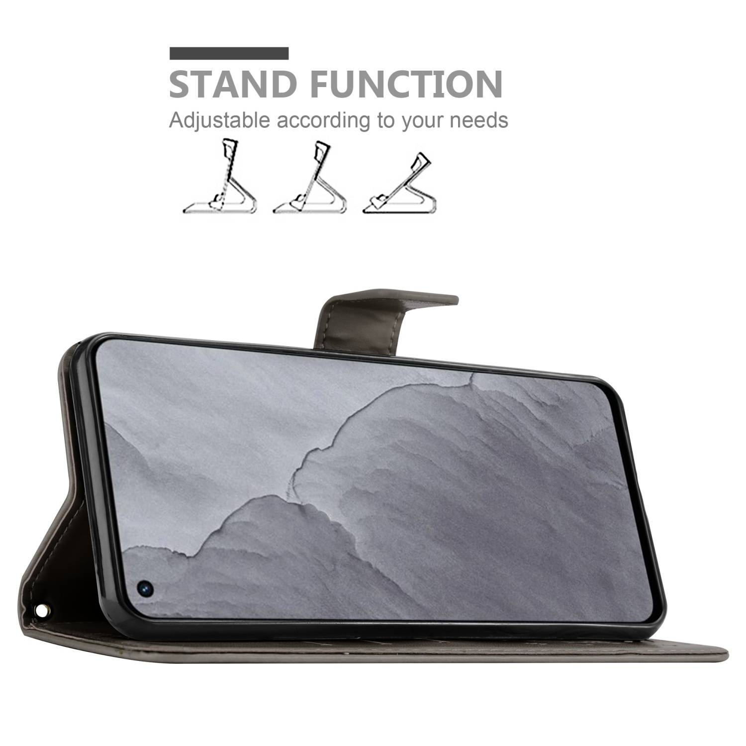 Cadorabo Hülle für Realme GT Master Schutz Hülle in Grau Schutzhülle Handy Hülle Etui Case Blumen Flower