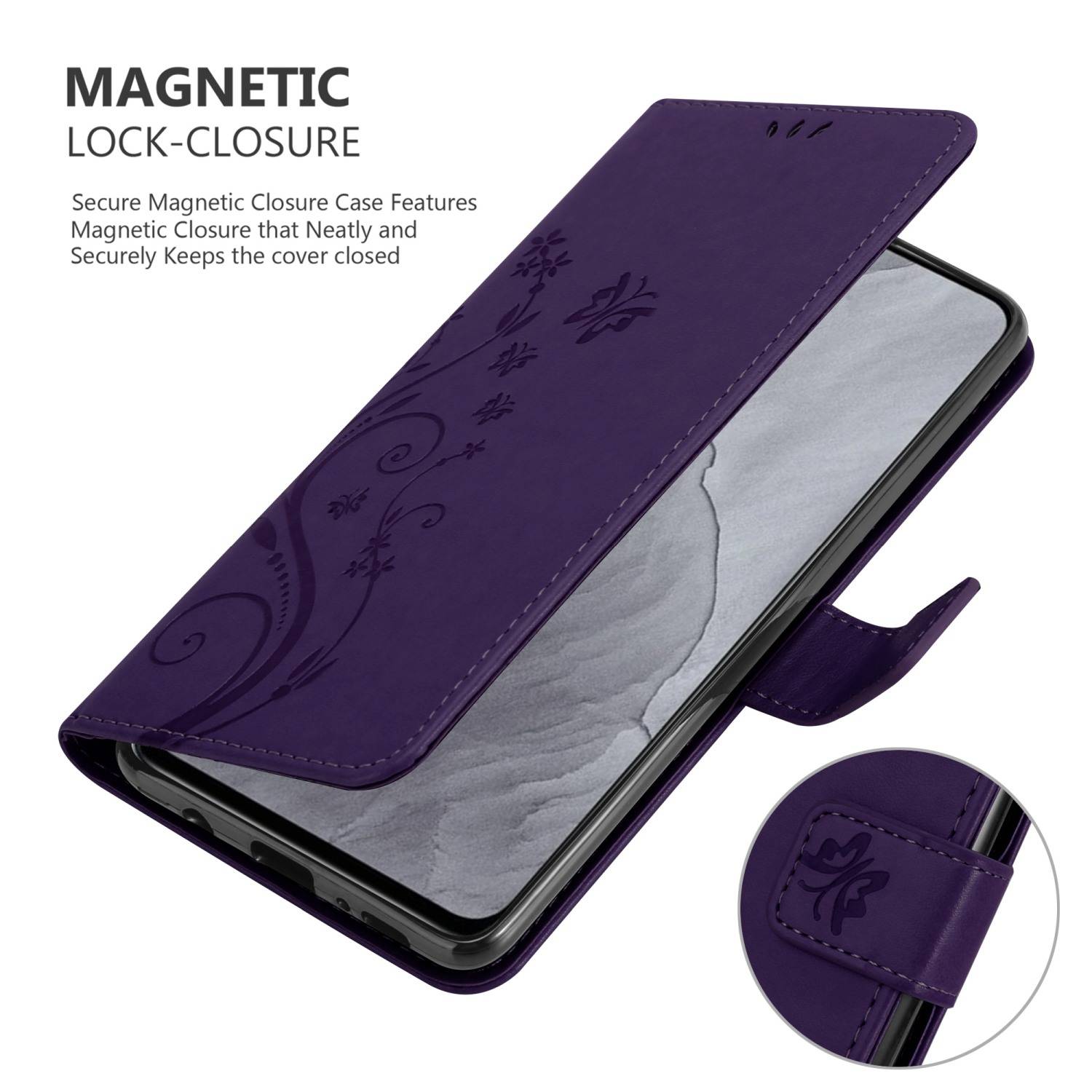 Cadorabo Hülle für Realme GT Master Schutz Hülle in Lila Schutzhülle Handy Hülle Etui Case Blumen Flower