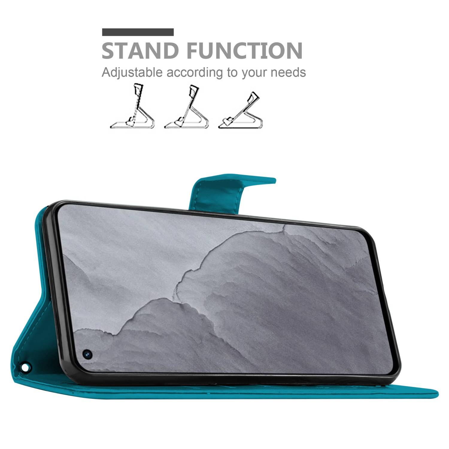 Cadorabo Hülle für Realme GT Master Schutz Hülle in Blau Schutzhülle Handy Hülle Etui Case Blumen Flower