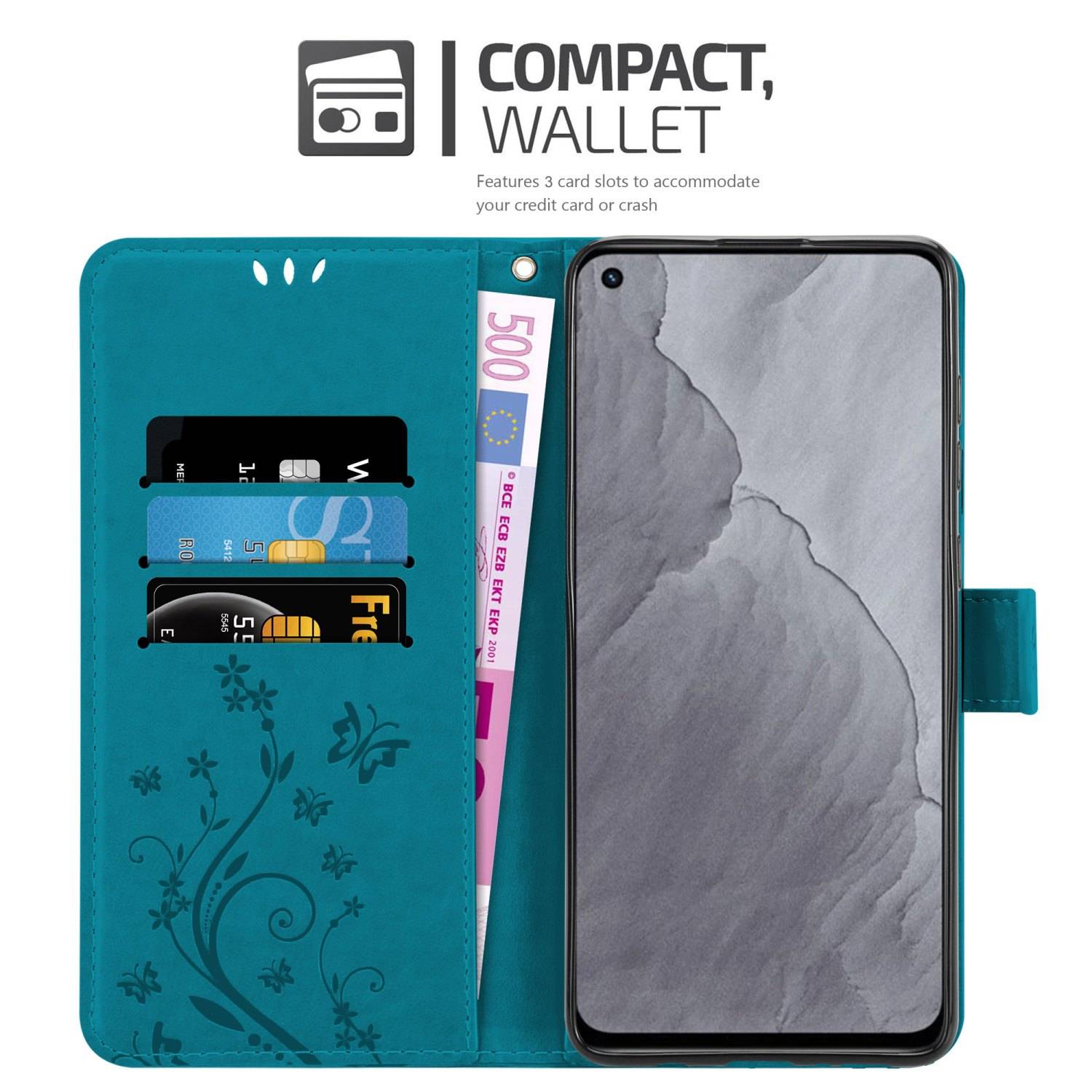 Cadorabo Hülle für Realme GT Master Schutz Hülle in Blau Schutzhülle Handy Hülle Etui Case Blumen Flower