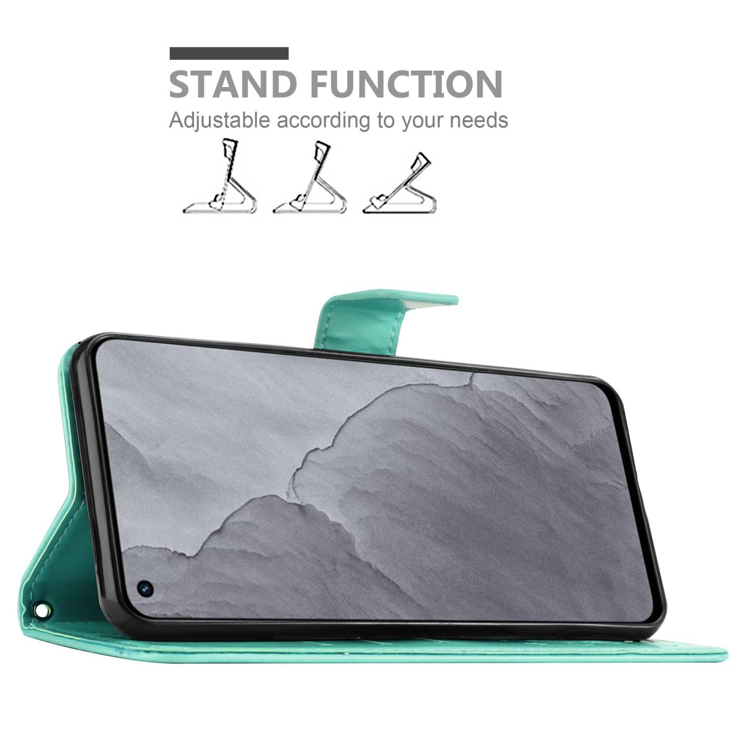 Cadorabo Hülle für Realme GT Master Schutz Hülle in Türkis Schutzhülle Handy Hülle Etui Case Blumen Flower