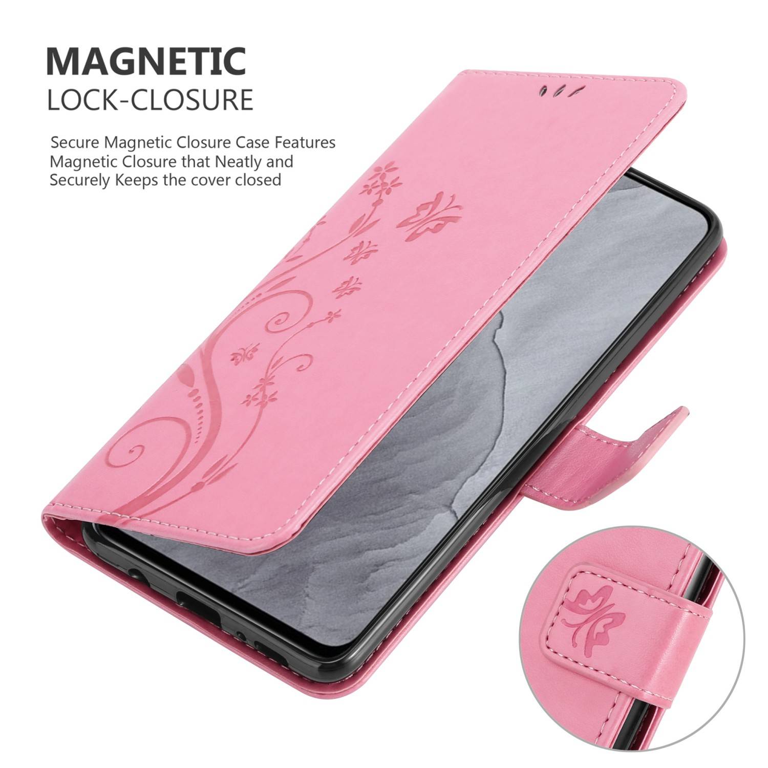 Cadorabo Hülle für Realme GT Master Schutz Hülle in Rosa Schutzhülle Handy Hülle Etui Case Blumen Flower