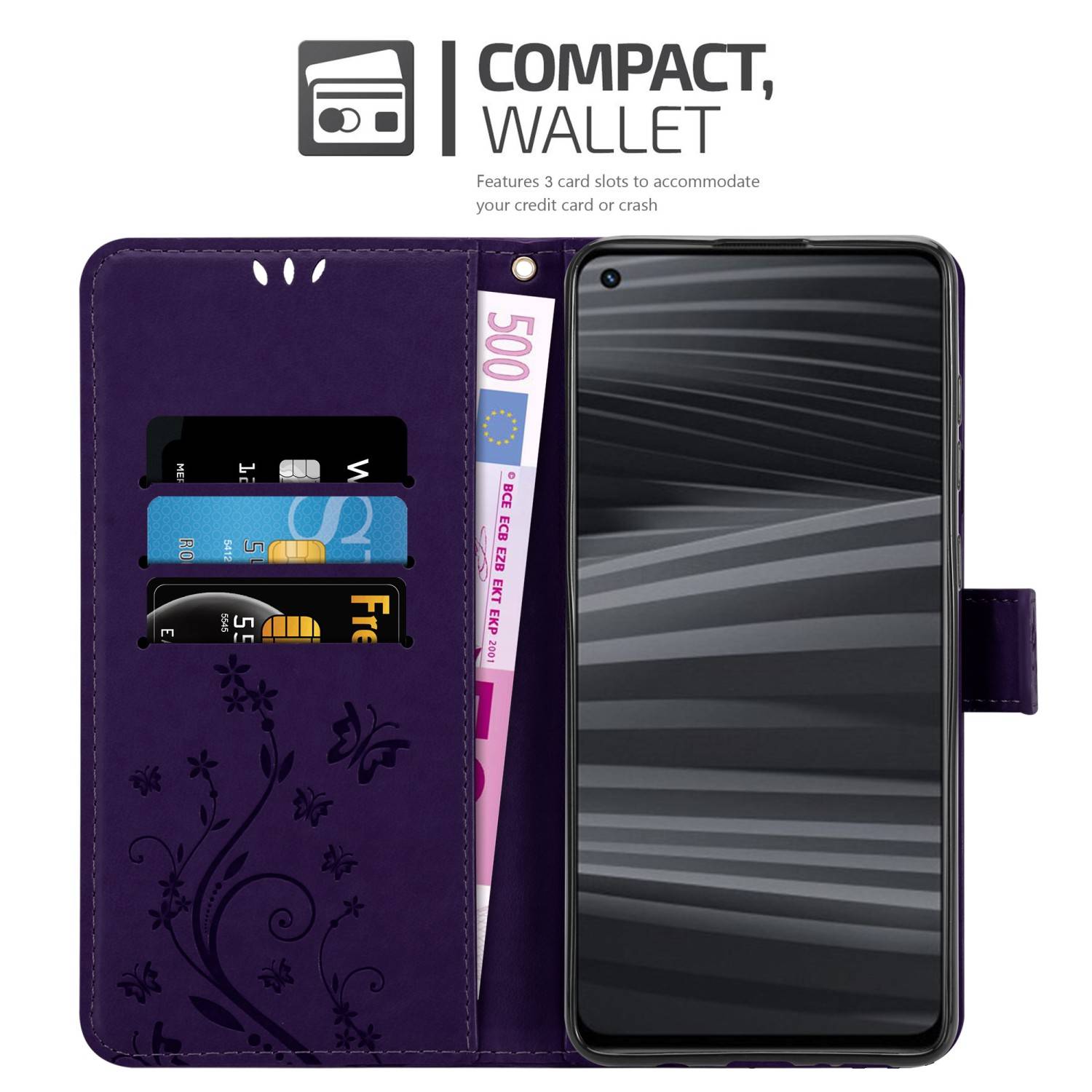 Cadorabo Hülle für Realme GT 2 / GT Neo 2 Schutz Hülle in Lila Schutzhülle Handy Hülle Etui Case Blumen Flower