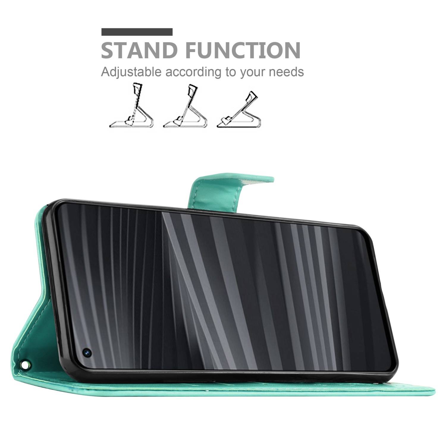 Cadorabo Hülle für Realme GT 2 / GT Neo 2 Schutz Hülle in Türkis Schutzhülle Handy Hülle Etui Case Blumen Flower