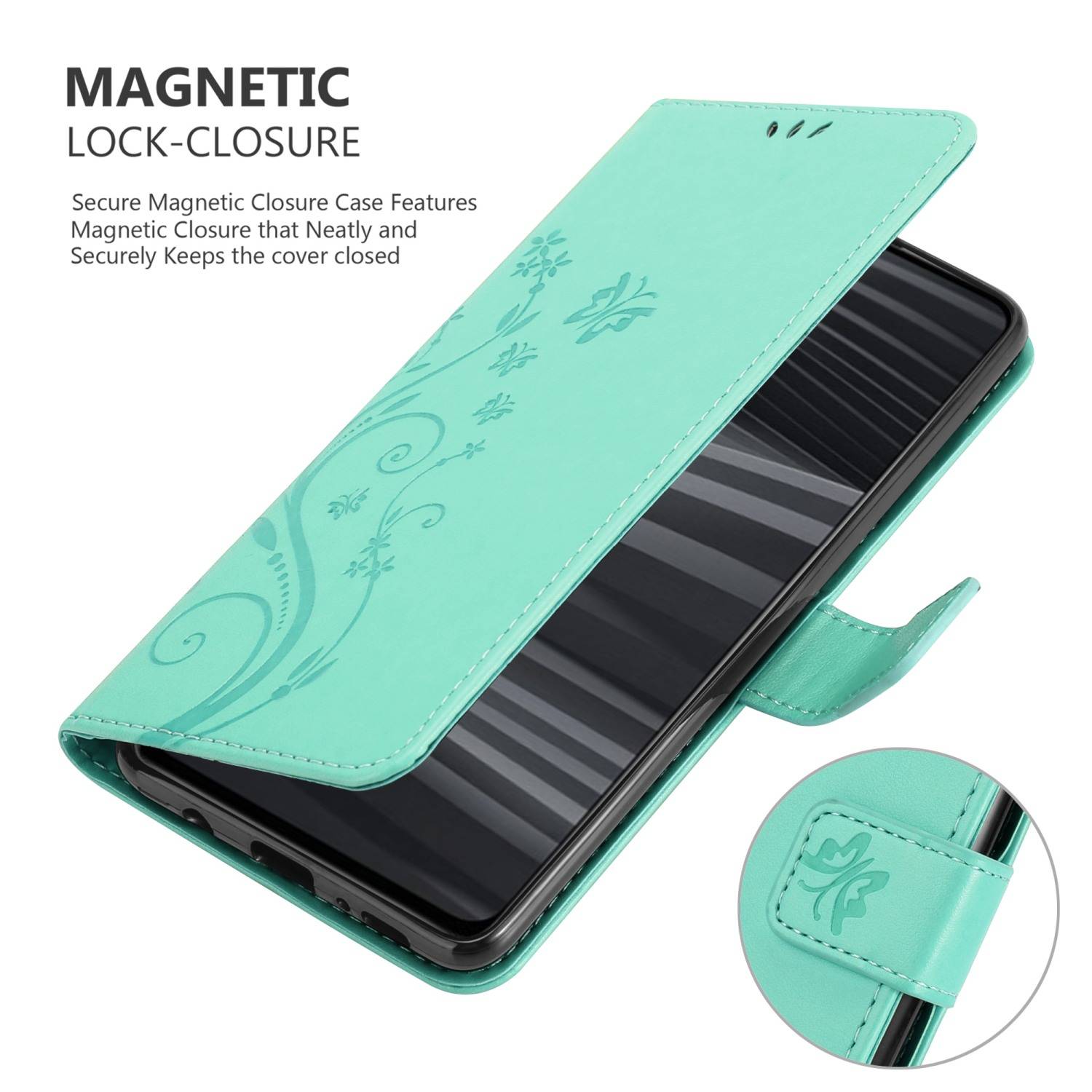 Cadorabo Hülle für Realme GT 2 / GT Neo 2 Schutz Hülle in Türkis Schutzhülle Handy Hülle Etui Case Blumen Flower