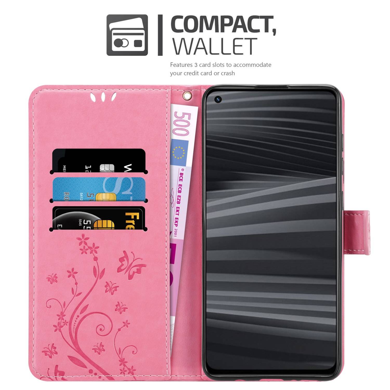 Cadorabo Hülle für Realme GT 2 / GT Neo 2 Schutz Hülle in Rosa Schutzhülle Handy Hülle Etui Case Blumen Flower