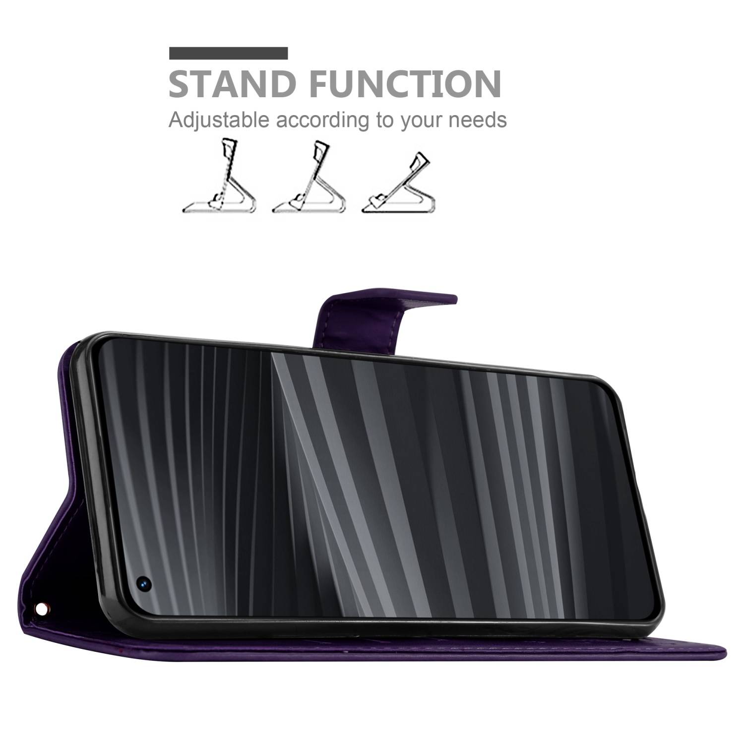 Cadorabo Hülle für Realme GT 2 PRO Schutz Hülle in Lila Schutzhülle Handy Hülle Etui Case Blumen Flower