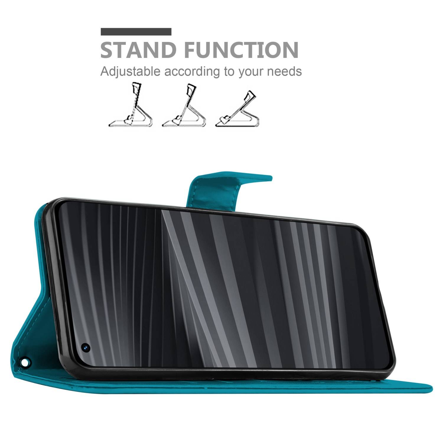 Cadorabo Hülle für Realme GT 2 PRO Schutz Hülle in Blau Schutzhülle Handy Hülle Etui Case Blumen Flower