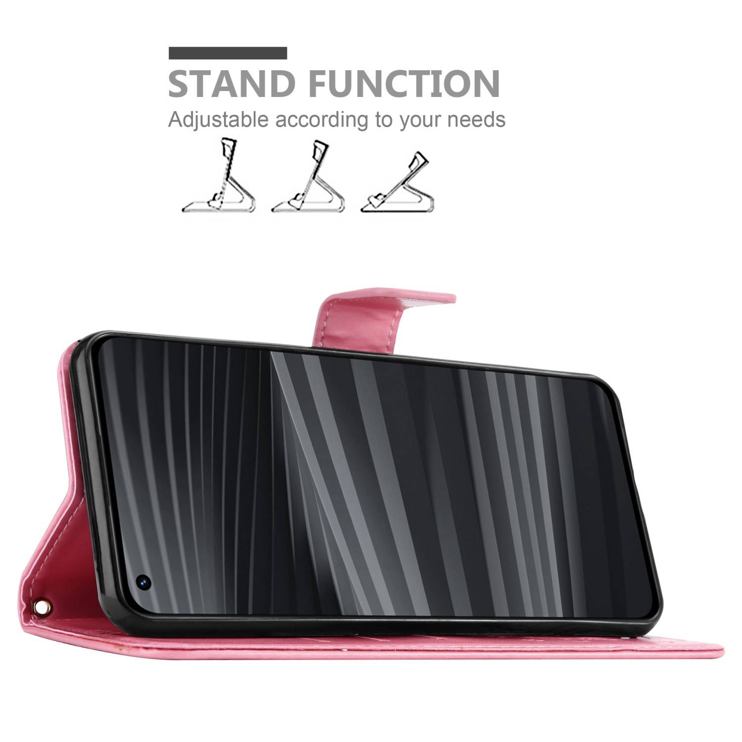 Cadorabo Hülle für Realme GT 2 PRO Schutz Hülle in Rosa Schutzhülle Handy Hülle Etui Case Blumen Flower