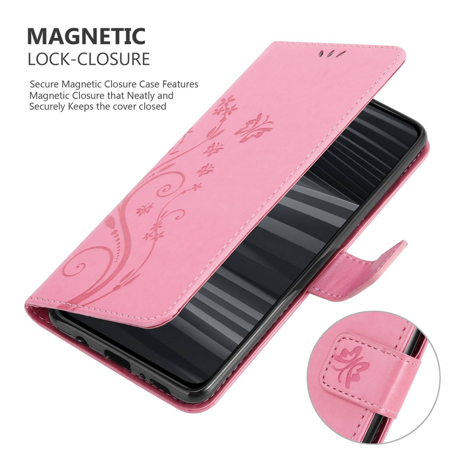 Cadorabo Hülle für Realme GT 2 PRO Schutz Hülle in Rosa Schutzhülle Handy Hülle Etui Case Blumen Flower