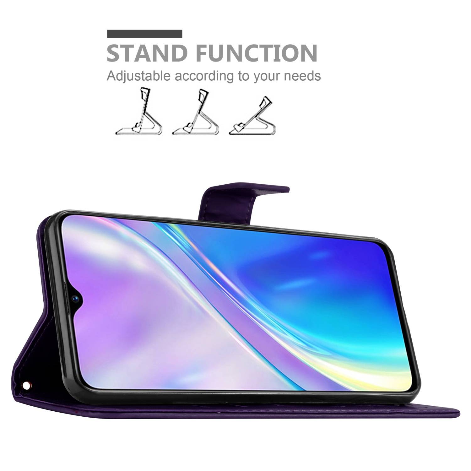 Cadorabo Hülle für Realme X2 / XT / Oppo K5 Schutz Hülle in Lila Schutzhülle Handy Hülle Etui Case Blumen Flower
