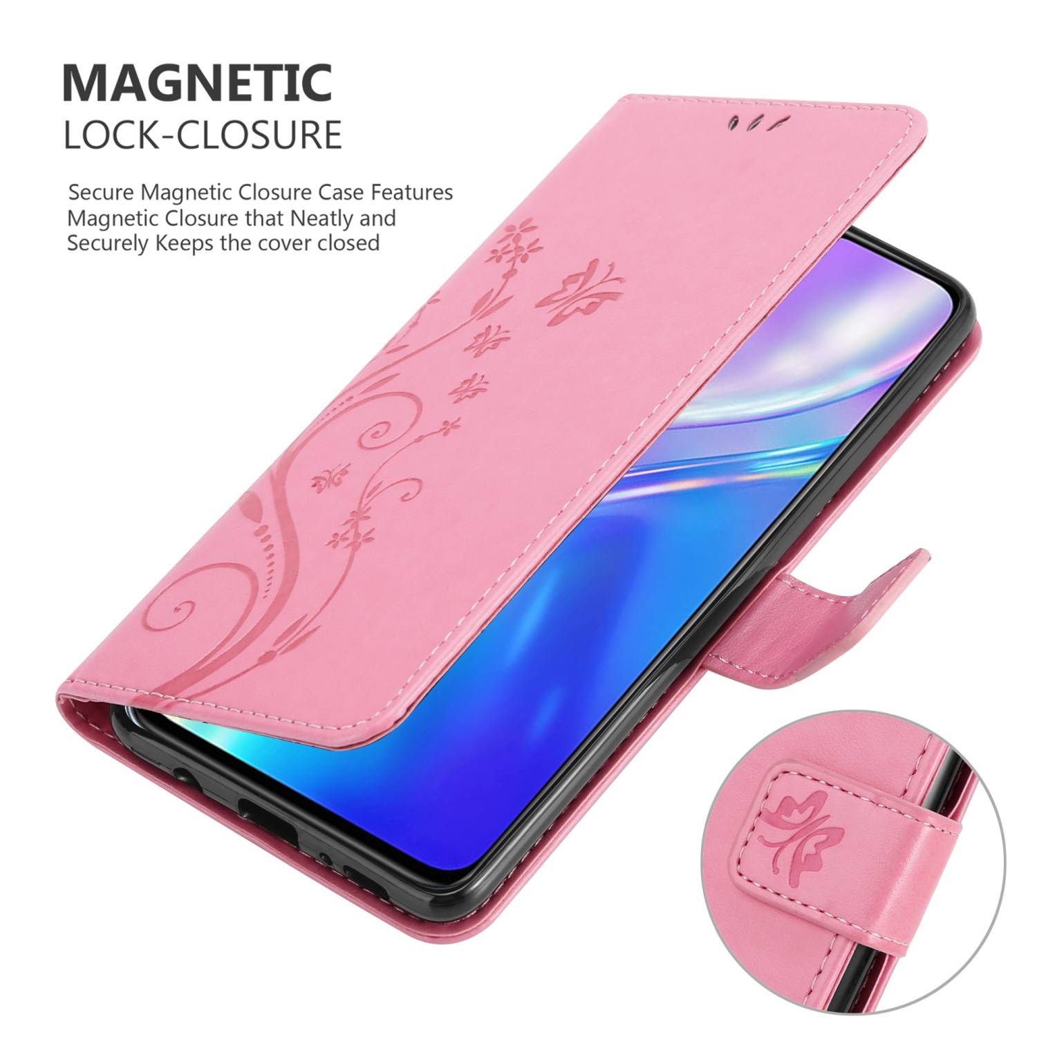 Cadorabo Hülle für Realme X2 / XT / Oppo K5 Schutz Hülle in Rosa Schutzhülle Handy Hülle Etui Case Blumen Flower