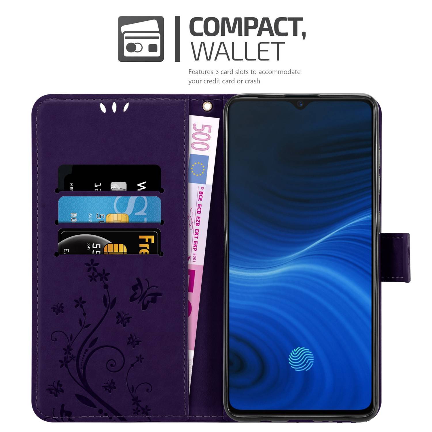 Cadorabo Hülle für Realme X2 PRO / Oppo Reno Ace Schutz Hülle in Lila Schutzhülle Handy Hülle Etui Case Blumen Flower