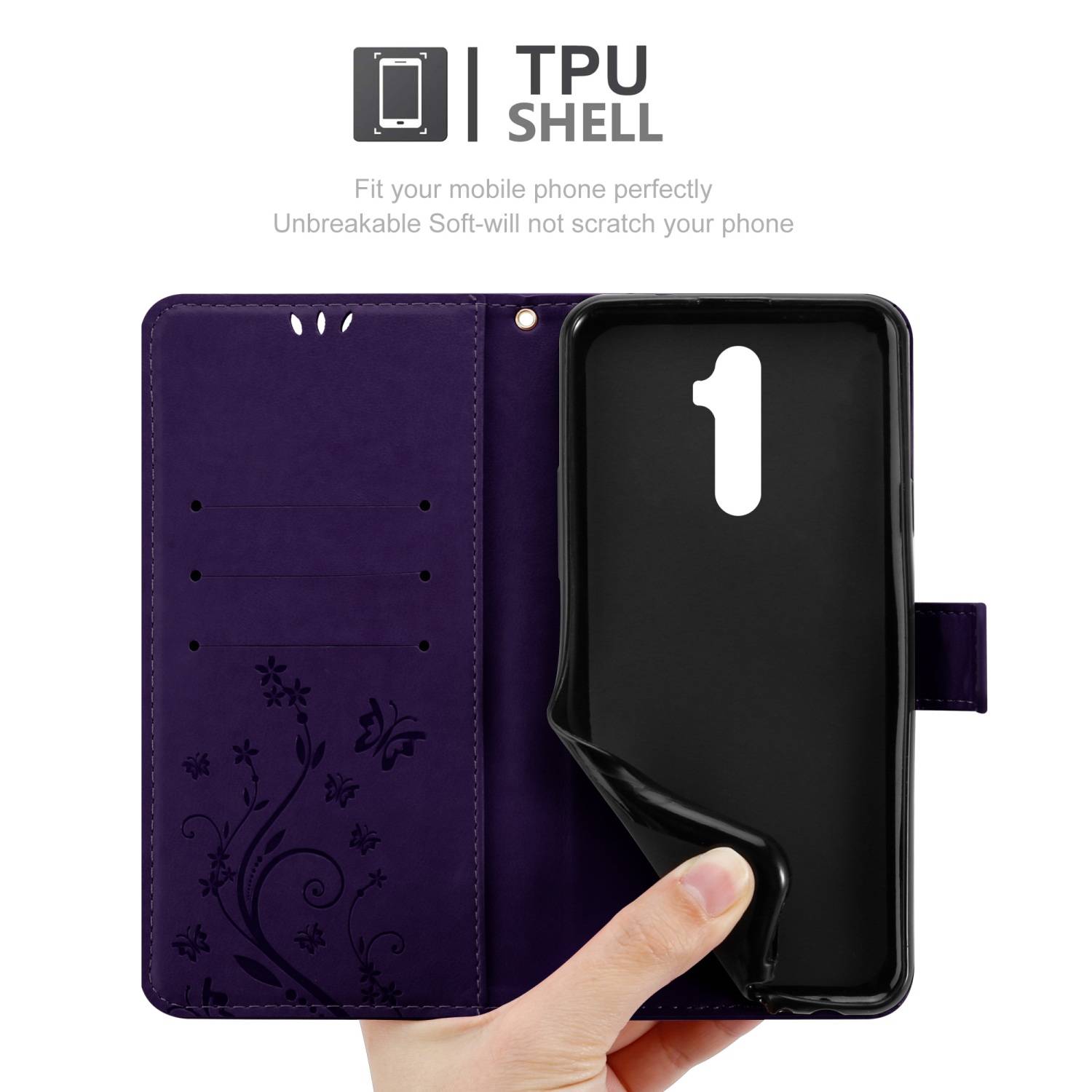 Cadorabo Hülle für Realme X2 PRO / Oppo Reno Ace Schutz Hülle in Lila Schutzhülle Handy Hülle Etui Case Blumen Flower