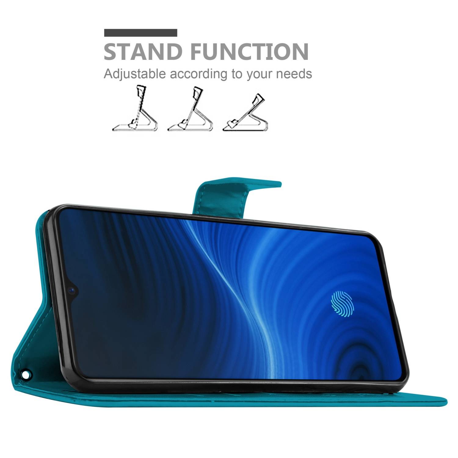 Cadorabo Hülle für Realme X2 PRO / Oppo Reno Ace Schutz Hülle in Blau Schutzhülle Handy Hülle Etui Case Blumen Flower