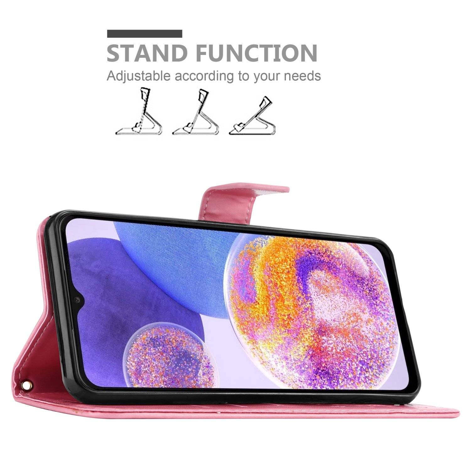 Cadorabo Hülle für Samsung Galaxy A23 4G Schutz Hülle in Rosa Schutzhülle Handy Hülle Etui Case Blumen Flower