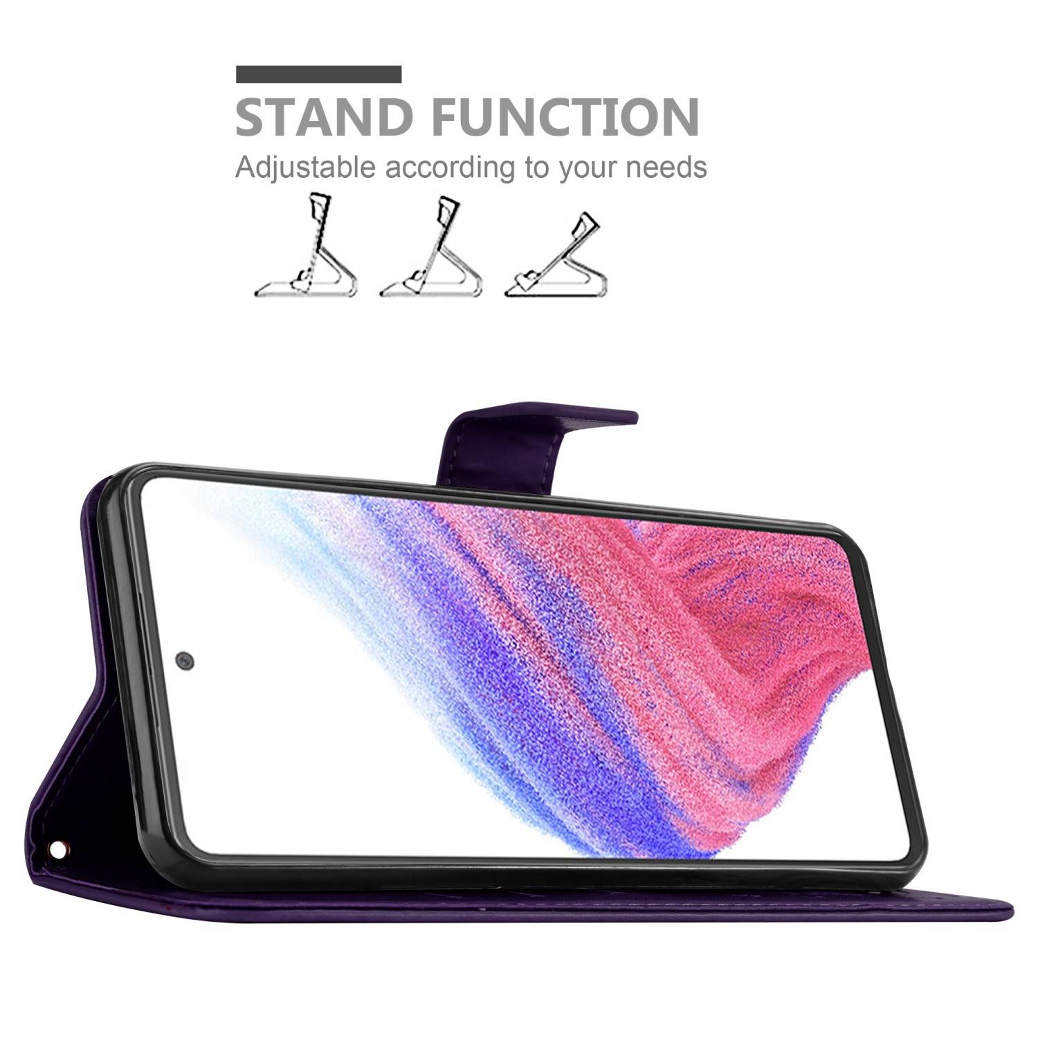 Cadorabo Hülle für Samsung Galaxy A53 5G Schutz Hülle in Lila Schutzhülle Handy Hülle Etui Case Blumen Flower
