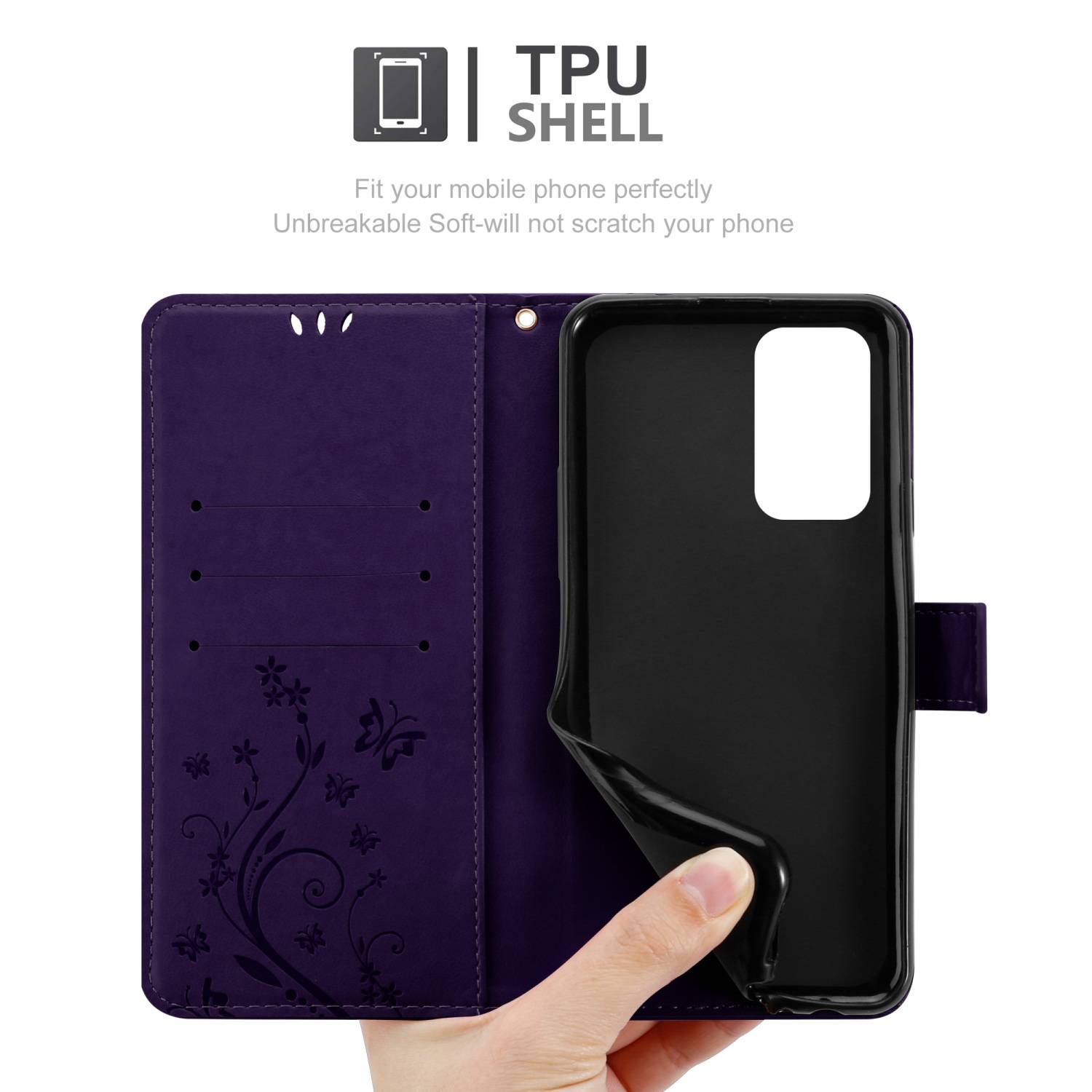 Cadorabo Hülle für Samsung Galaxy A53 5G Schutz Hülle in Lila Schutzhülle Handy Hülle Etui Case Blumen Flower