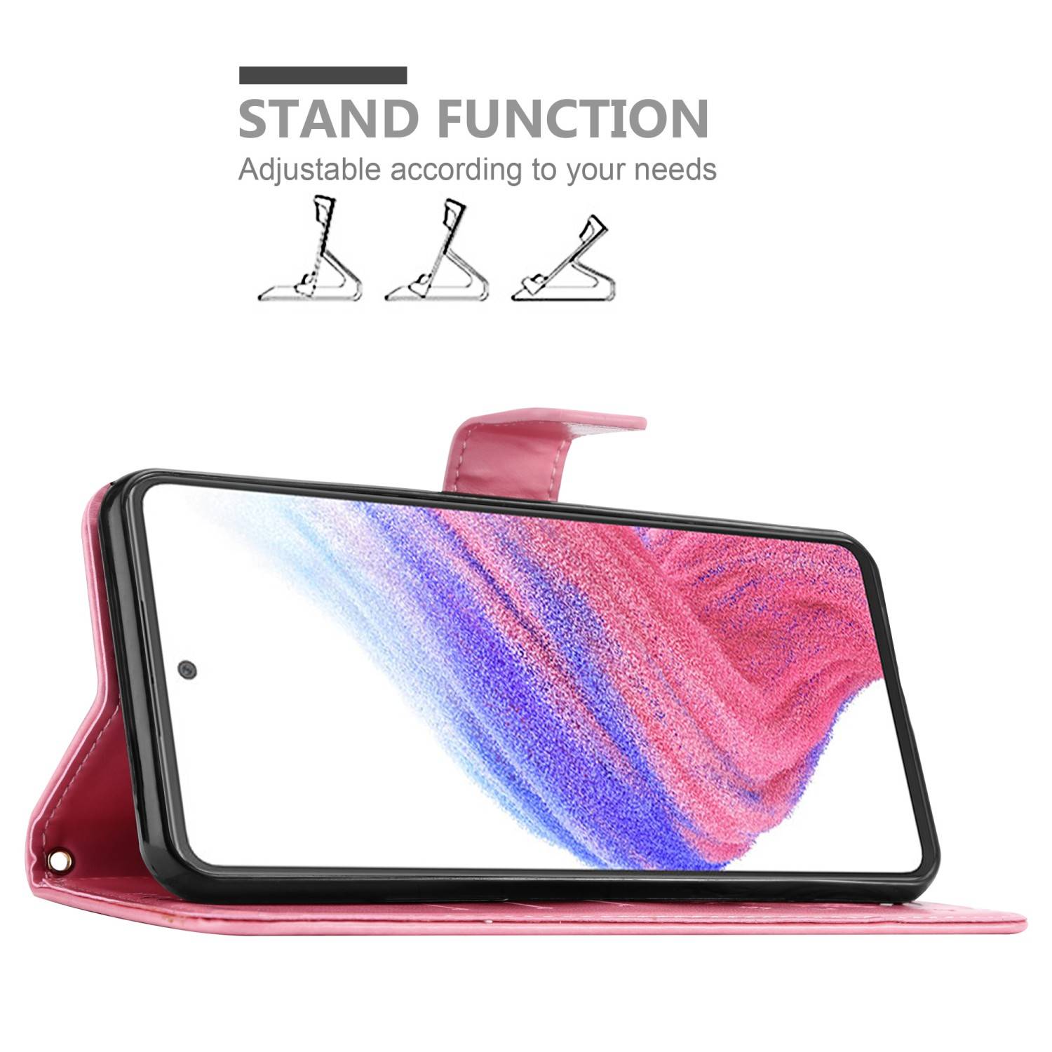 Cadorabo Hülle für Samsung Galaxy A53 5G Schutz Hülle in Rosa Schutzhülle Handy Hülle Etui Case Blumen Flower