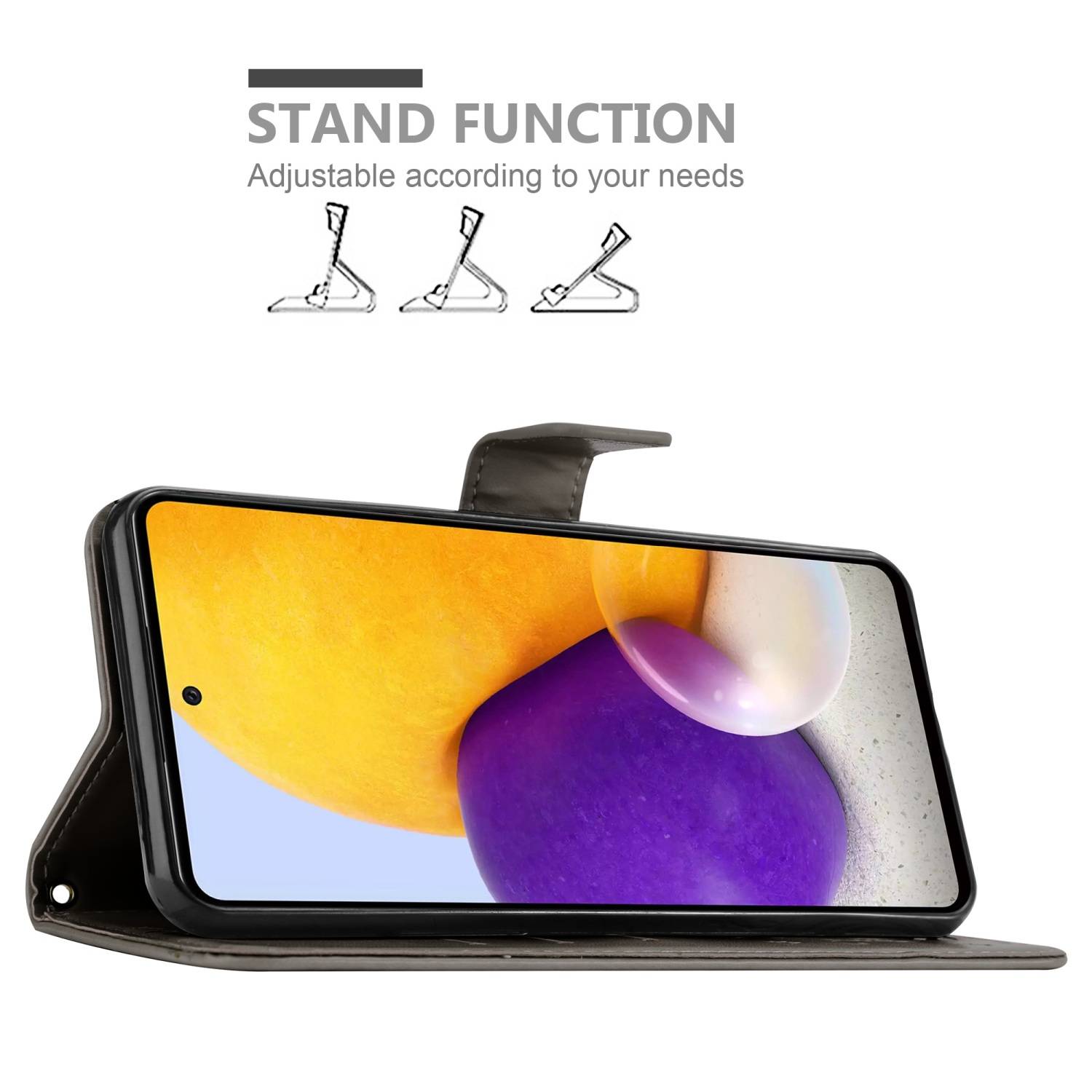 Cadorabo Hülle für Samsung Galaxy A73 5G Schutz Hülle in Grau Schutzhülle Handy Hülle Etui Case Blumen Flower