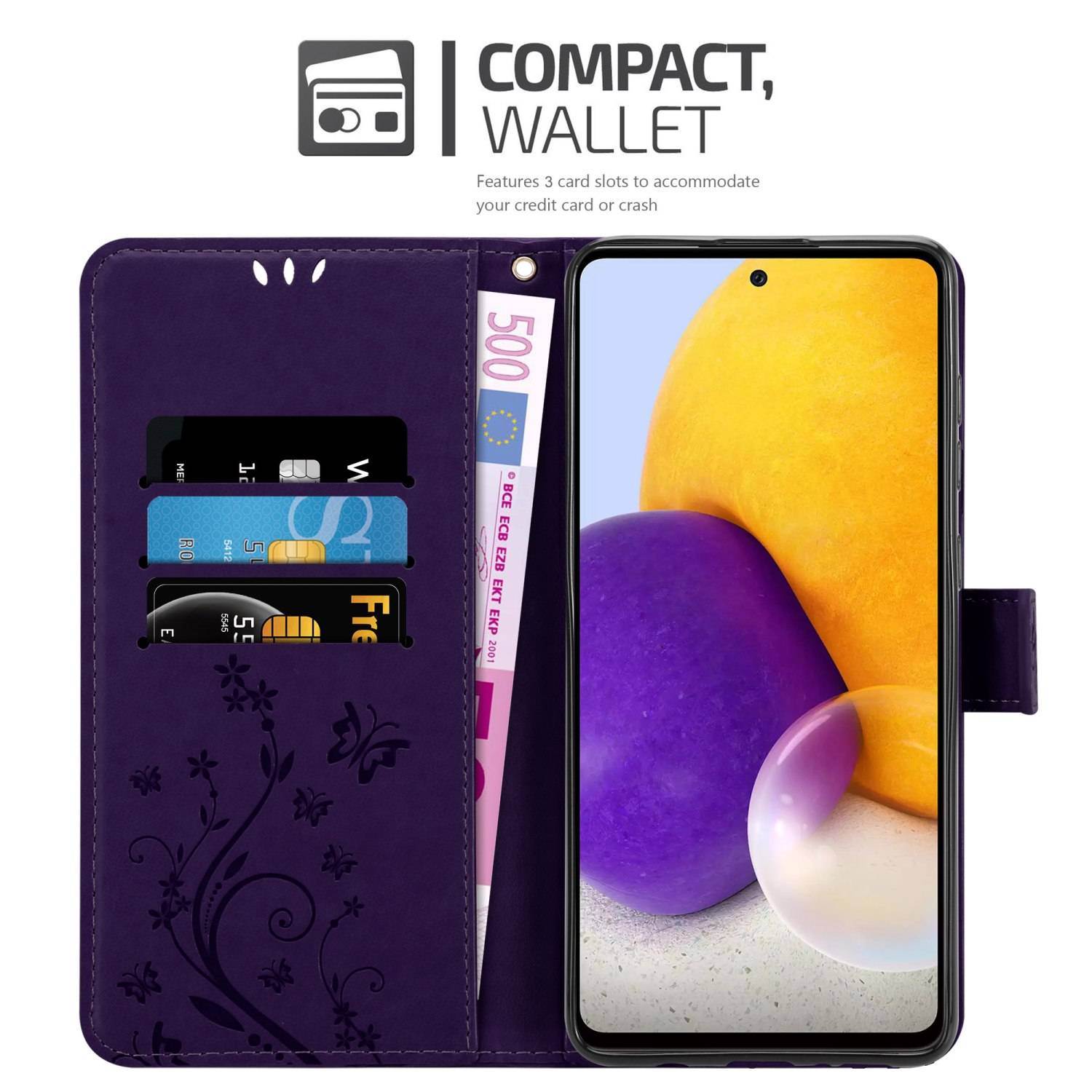 Cadorabo Hülle für Samsung Galaxy A73 5G Schutz Hülle in Lila Schutzhülle Handy Hülle Etui Case Blumen Flower
