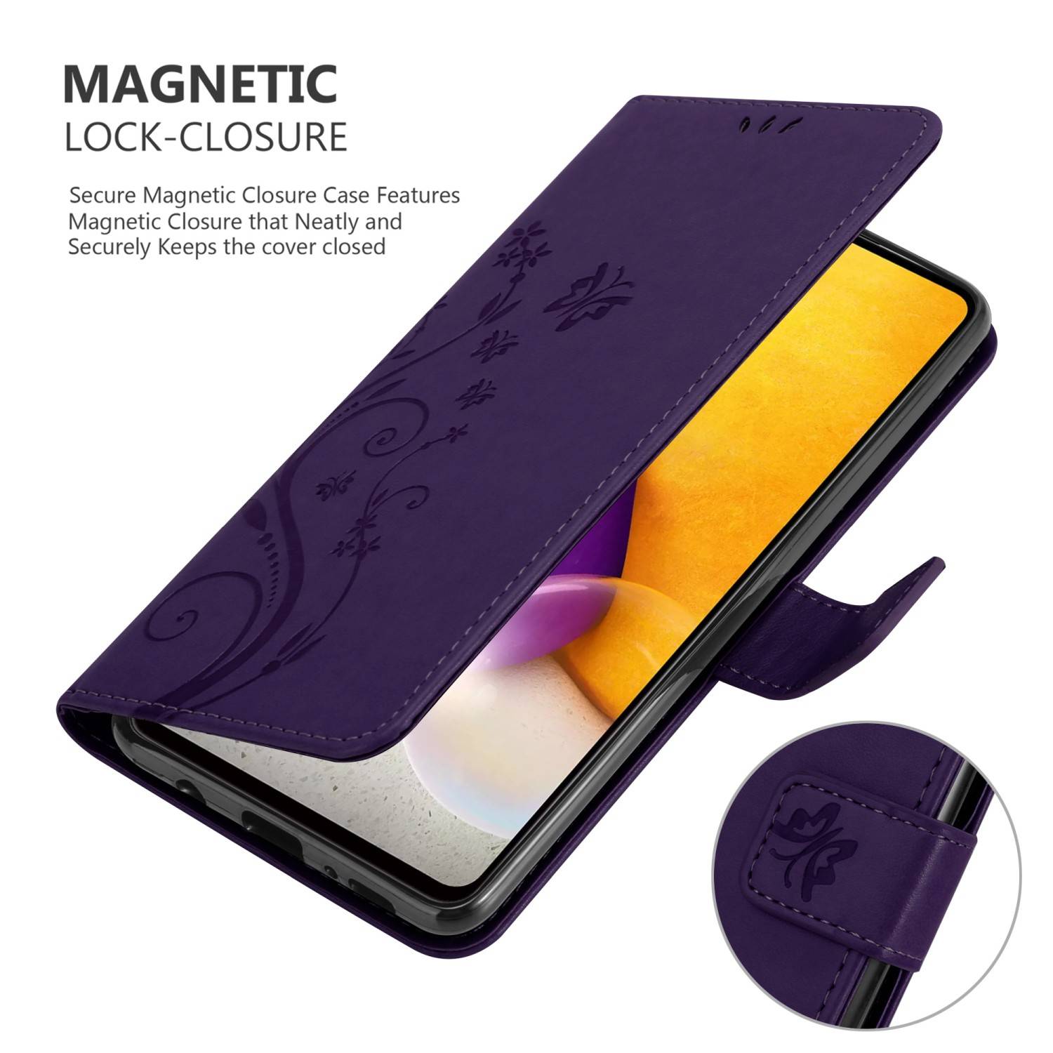 Cadorabo Hülle für Samsung Galaxy A73 5G Schutz Hülle in Lila Schutzhülle Handy Hülle Etui Case Blumen Flower