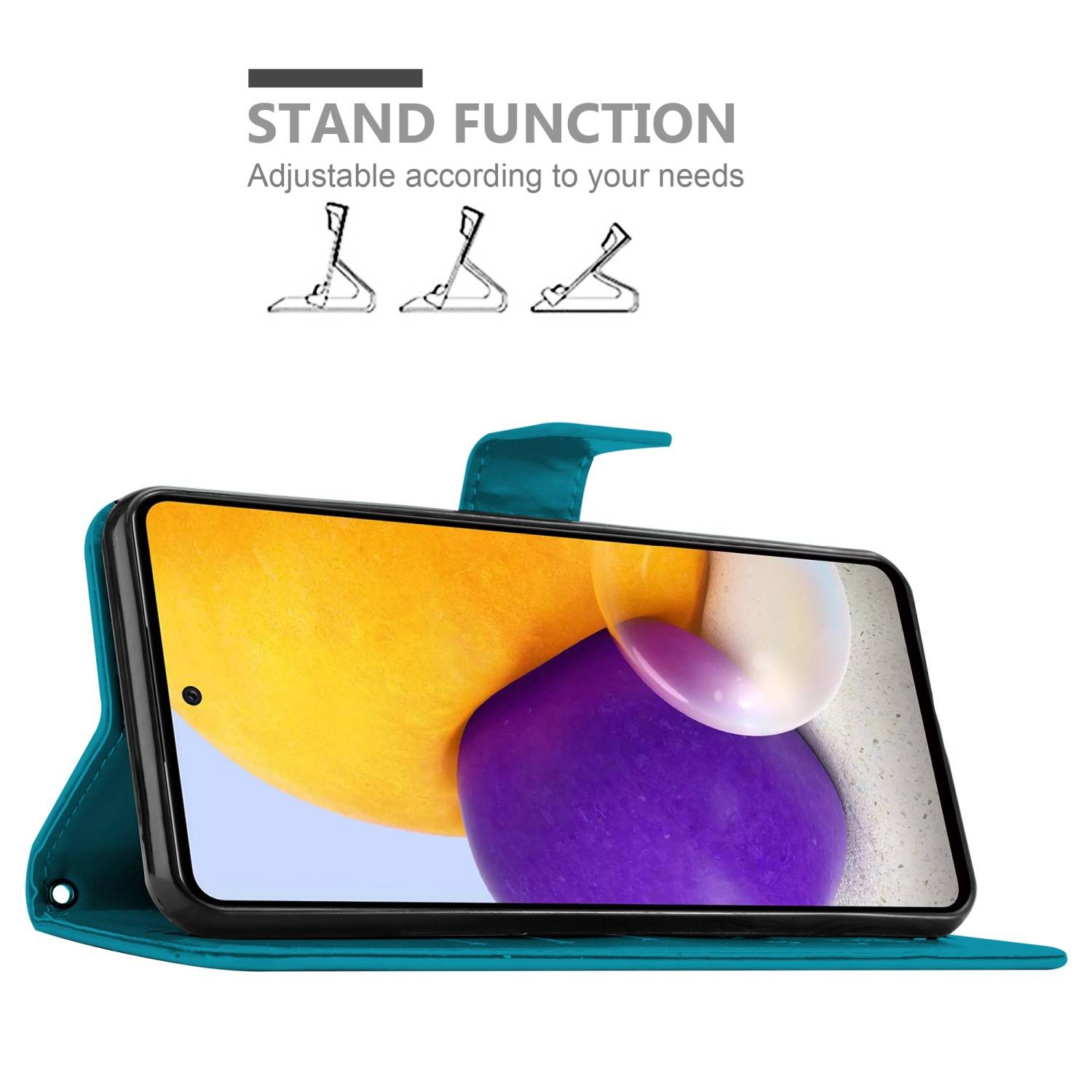 Cadorabo Hülle für Samsung Galaxy A73 5G Schutz Hülle in Blau Schutzhülle Handy Hülle Etui Case Blumen Flower