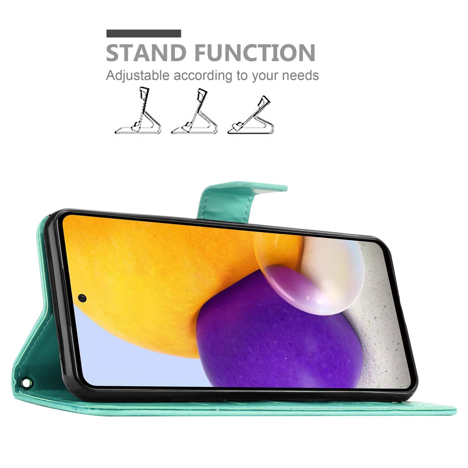 Cadorabo Hülle für Samsung Galaxy A73 5G Schutz Hülle in Türkis Schutzhülle Handy Hülle Etui Case Blumen Flower