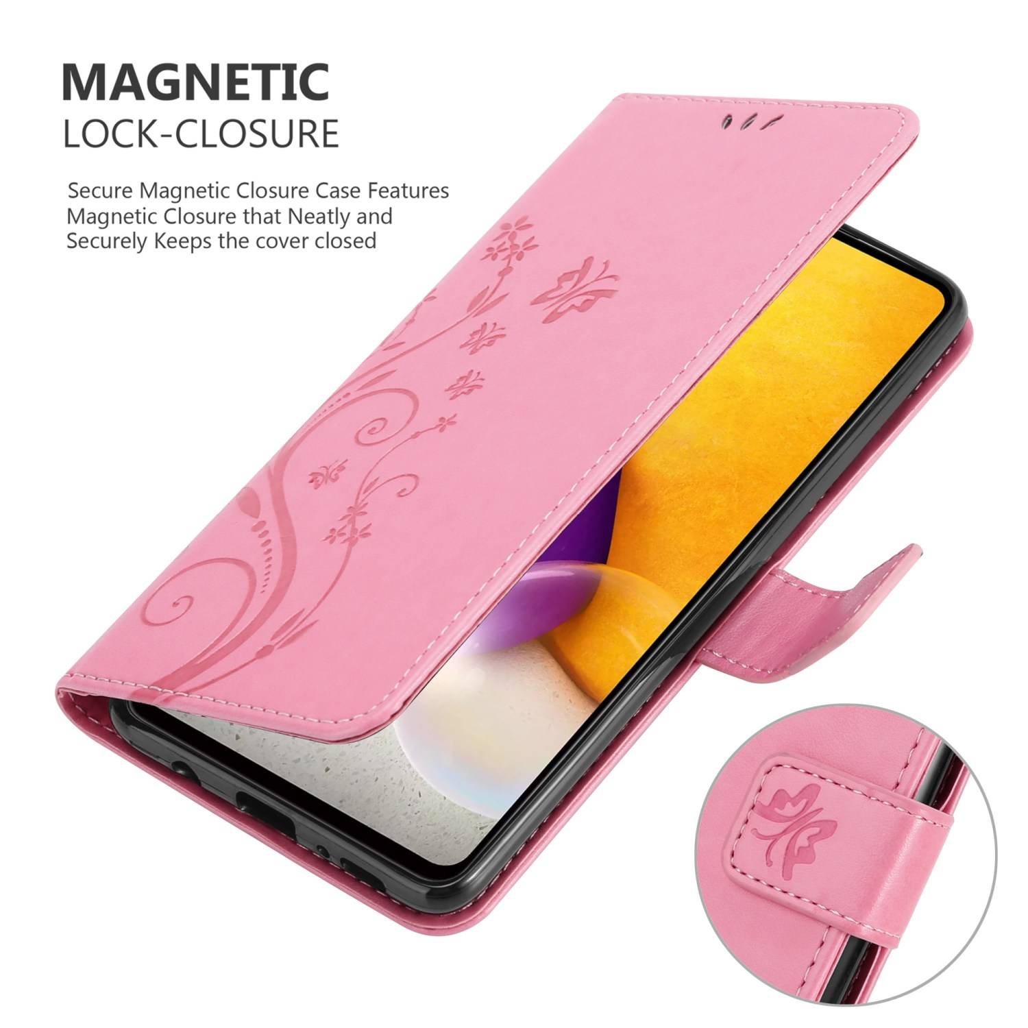 Cadorabo Hülle für Samsung Galaxy A73 5G Schutz Hülle in Rosa Schutzhülle Handy Hülle Etui Case Blumen Flower