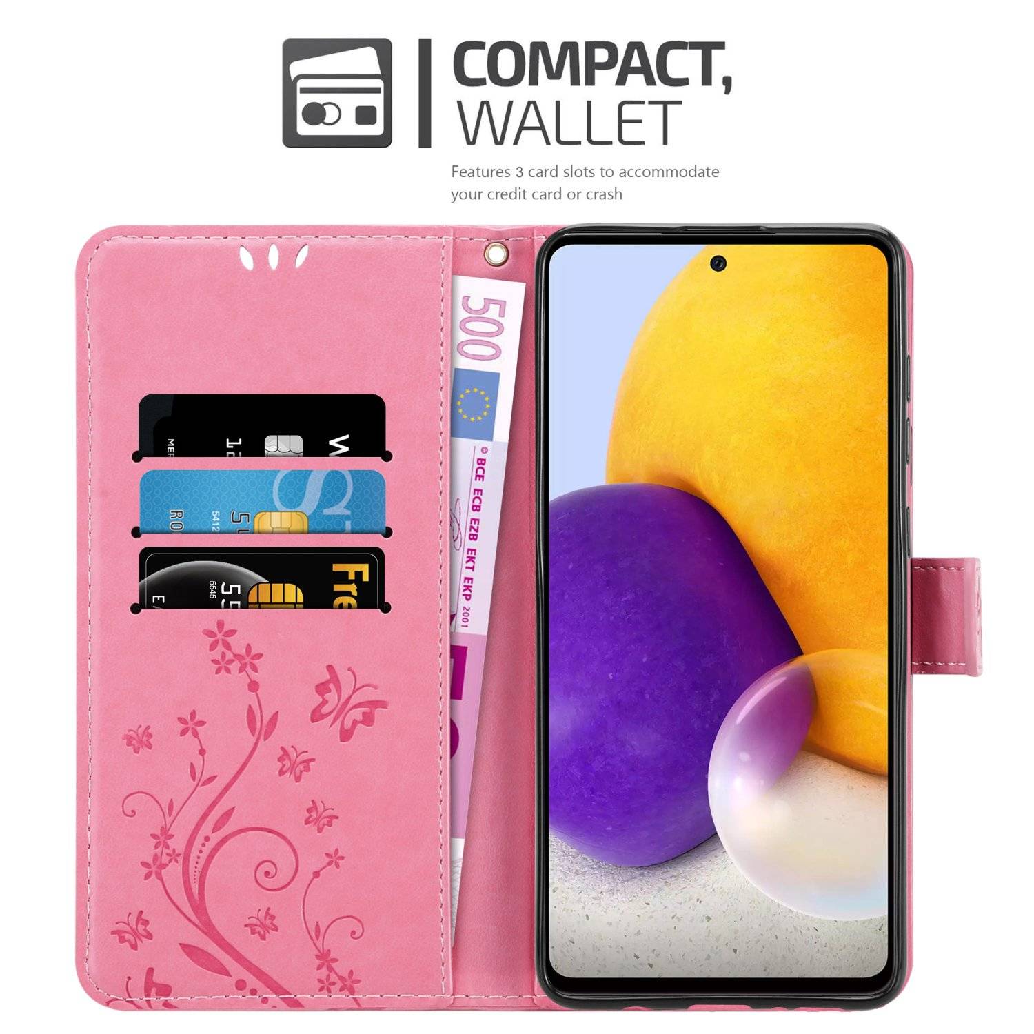 Cadorabo Hülle für Samsung Galaxy A73 5G Schutz Hülle in Rosa Schutzhülle Handy Hülle Etui Case Blumen Flower