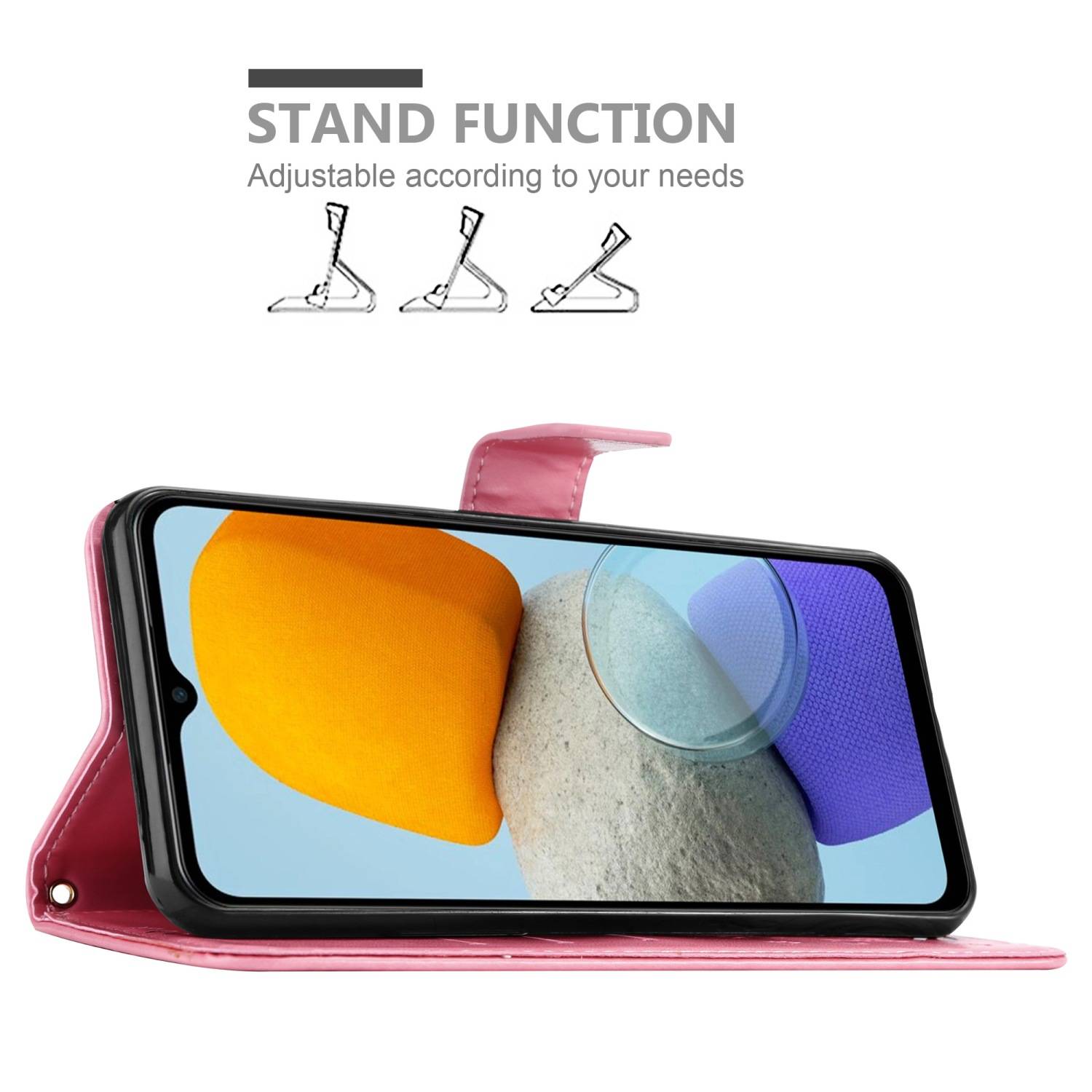 Cadorabo Hülle für Samsung Galaxy M23 5G Schutz Hülle in Rosa Schutzhülle Handy Hülle Etui Case Blumen Flower