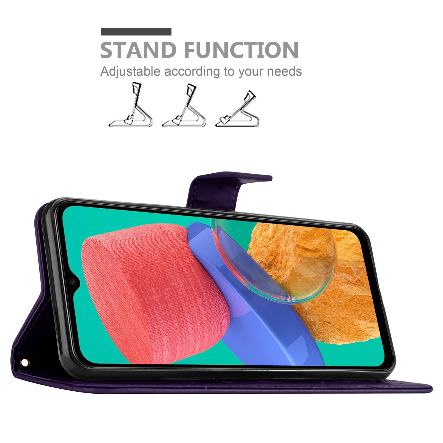 Cadorabo Hülle für Samsung Galaxy M33 5G Schutz Hülle in Lila Schutzhülle Handy Hülle Etui Case Blumen Flower