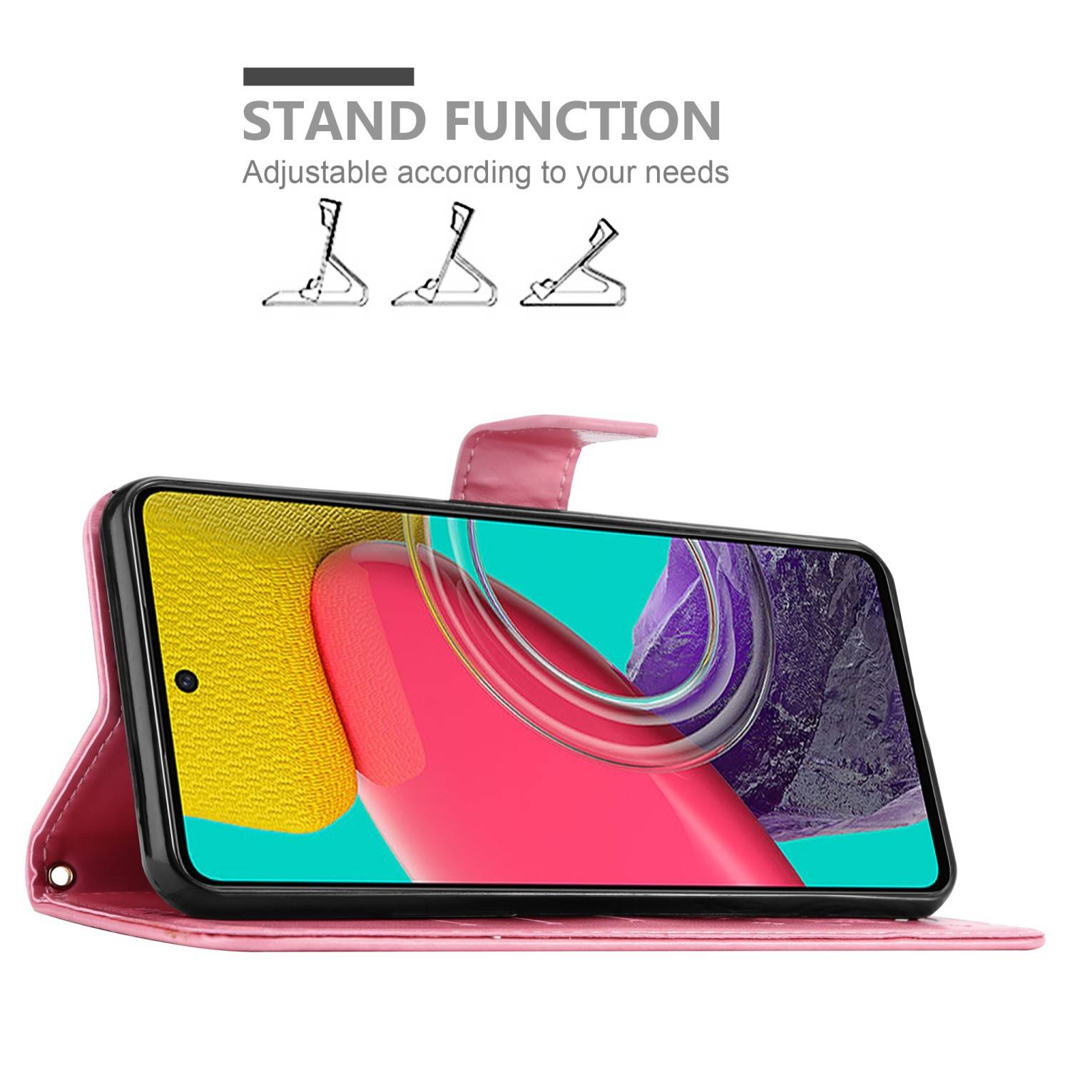 Cadorabo Hülle für Samsung Galaxy M53 5G Schutz Hülle in Rosa Schutzhülle Handy Hülle Etui Case Blumen Flower