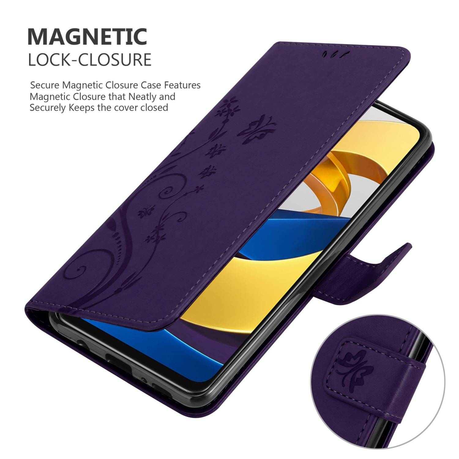 Cadorabo Hülle für Xiaomi POCO M4 PRO 5G Schutz Hülle in Lila Schutzhülle Handy Hülle Etui Case Blumen Flower