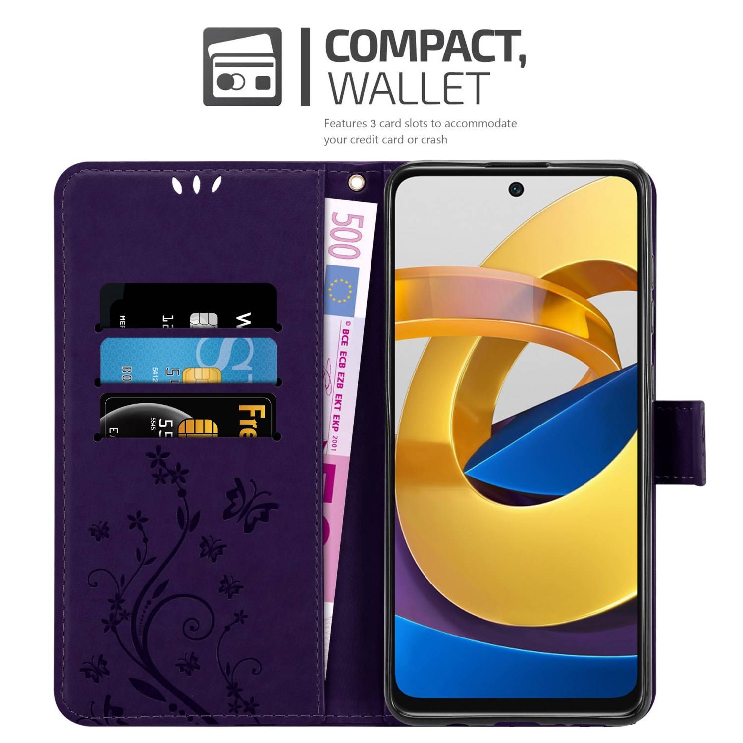 Cadorabo Hülle für Xiaomi POCO M4 PRO 5G Schutz Hülle in Lila Schutzhülle Handy Hülle Etui Case Blumen Flower