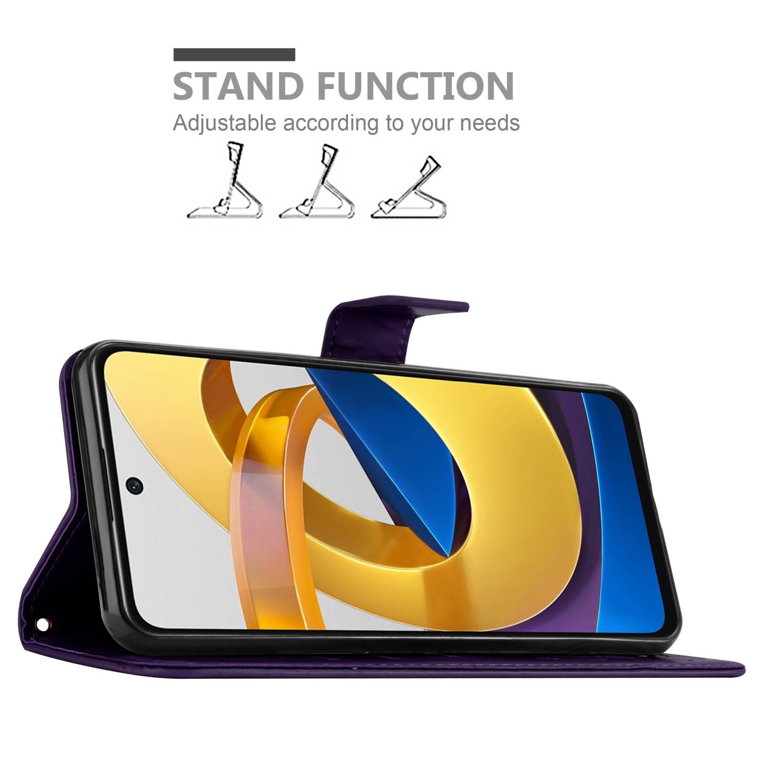 Cadorabo Hülle für Xiaomi POCO M4 PRO 5G Schutz Hülle in Lila Schutzhülle Handy Hülle Etui Case Blumen Flower