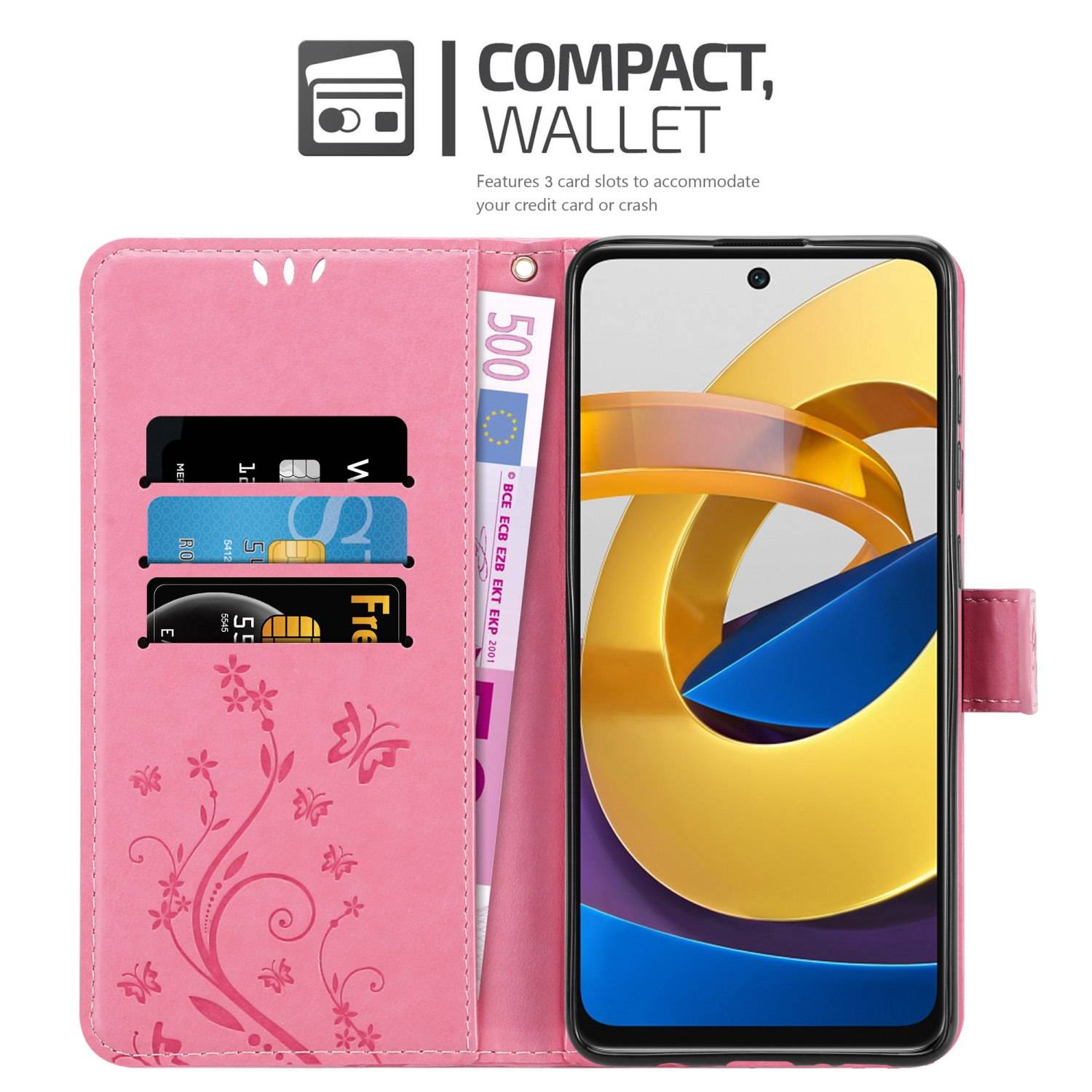 Cadorabo Hülle für Xiaomi POCO M4 PRO 5G Schutz Hülle in Rosa Schutzhülle Handy Hülle Etui Case Blumen Flower