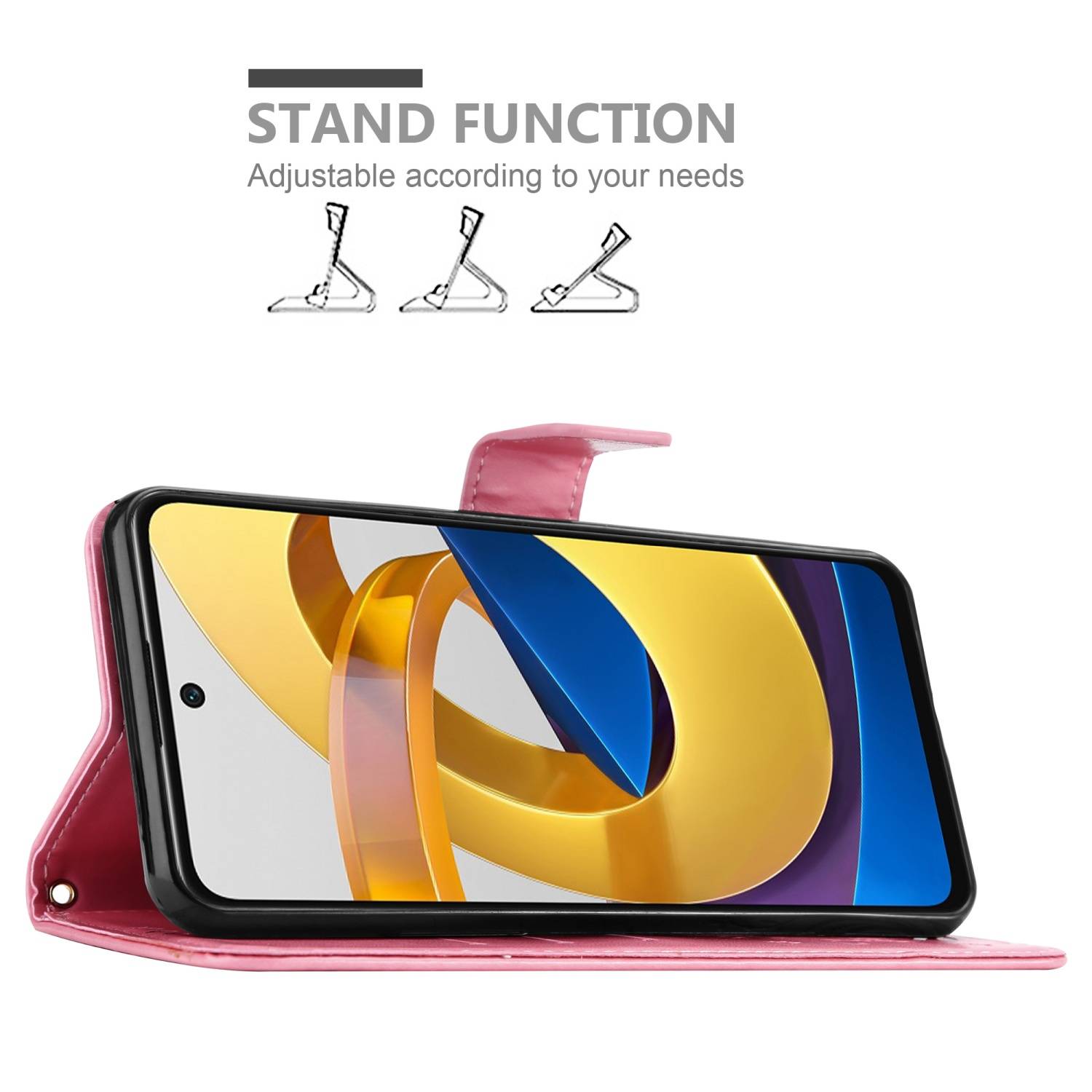Cadorabo Hülle für Xiaomi POCO M4 PRO 5G Schutz Hülle in Rosa Schutzhülle Handy Hülle Etui Case Blumen Flower