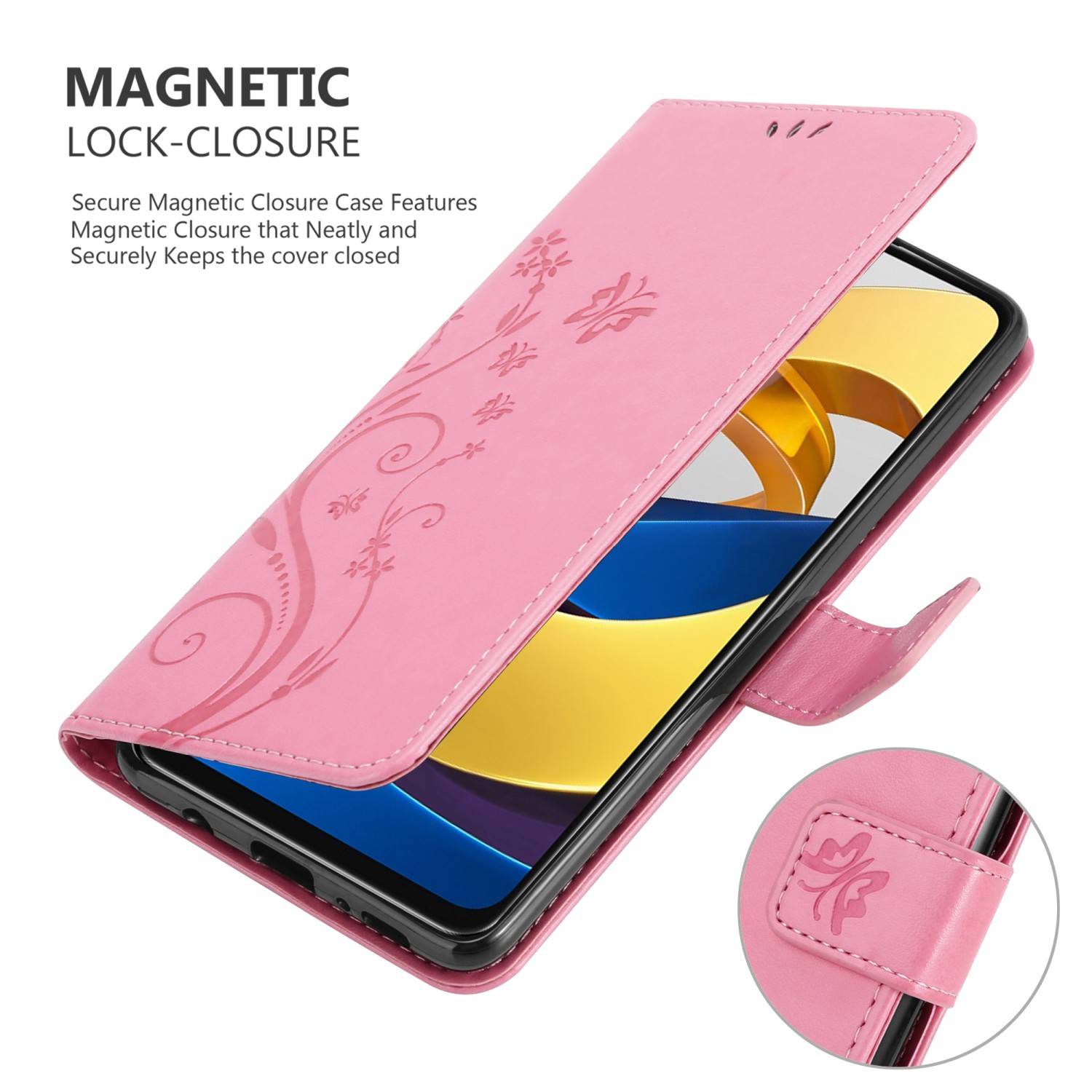 Cadorabo Hülle für Xiaomi POCO M4 PRO 5G Schutz Hülle in Rosa Schutzhülle Handy Hülle Etui Case Blumen Flower