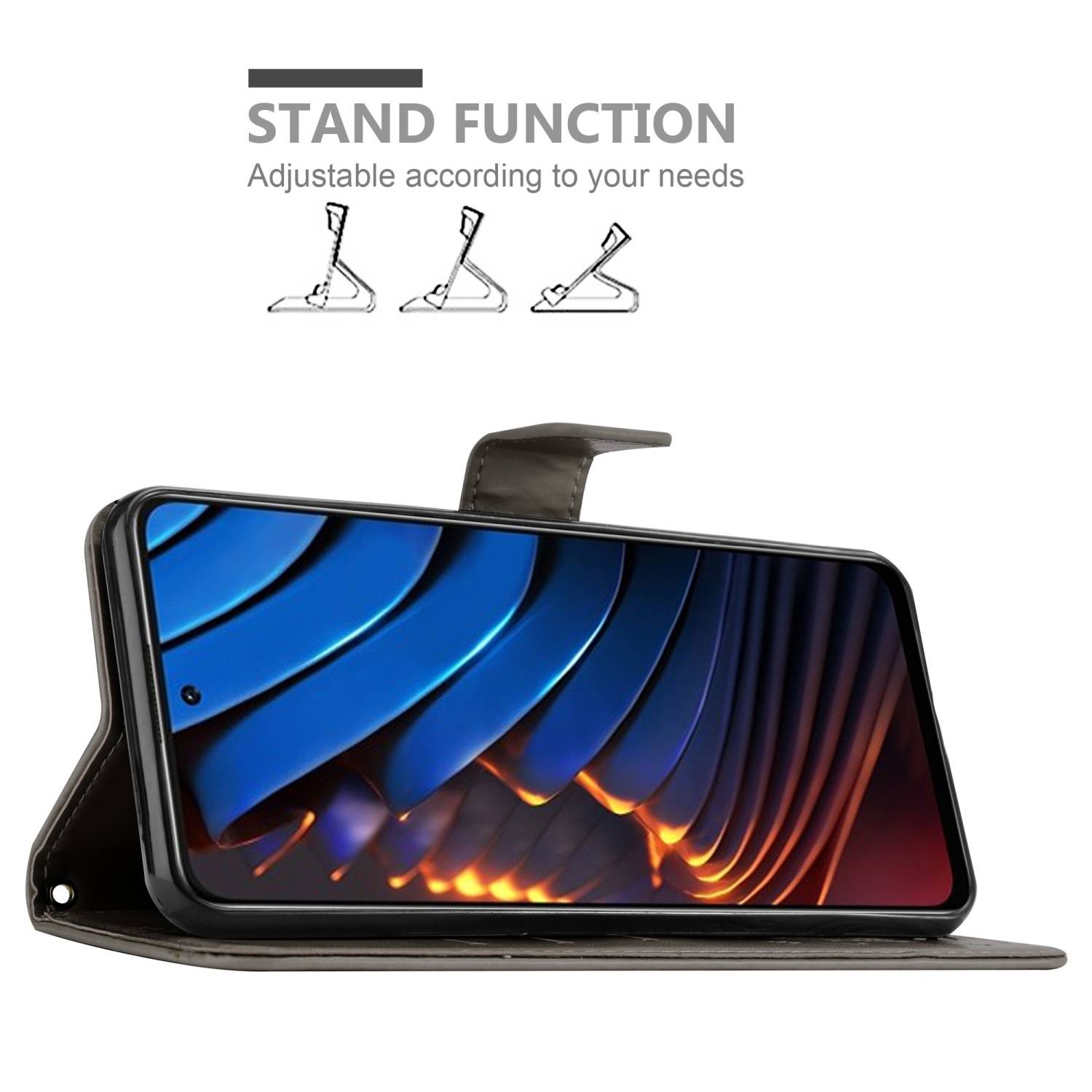 Cadorabo Hülle für Xiaomi POCO X3 GT Schutz Hülle in Grau Schutzhülle Handy Hülle Etui Case Blumen Flower