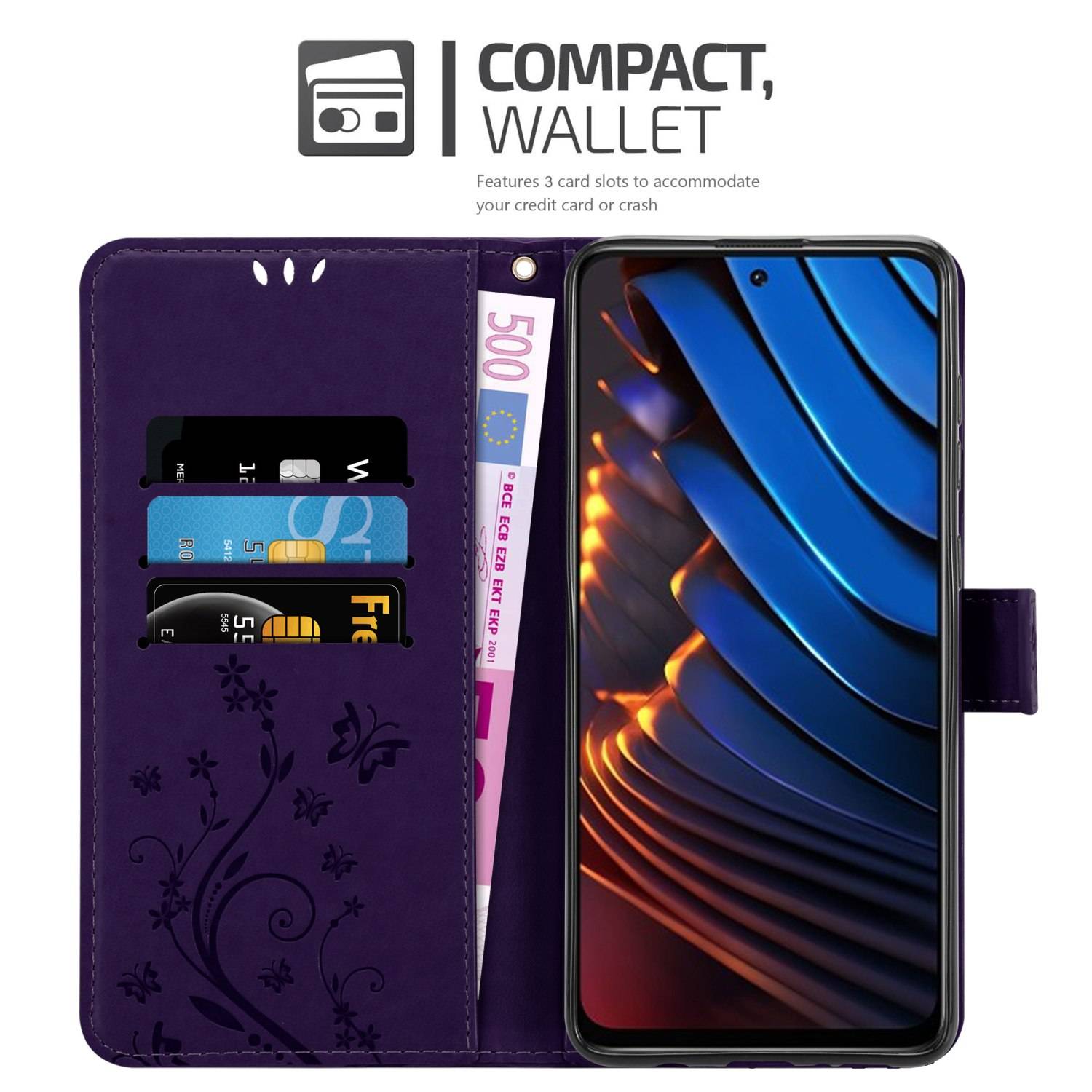 Cadorabo Hülle für Xiaomi POCO X3 GT Schutz Hülle in Lila Schutzhülle Handy Hülle Etui Case Blumen Flower