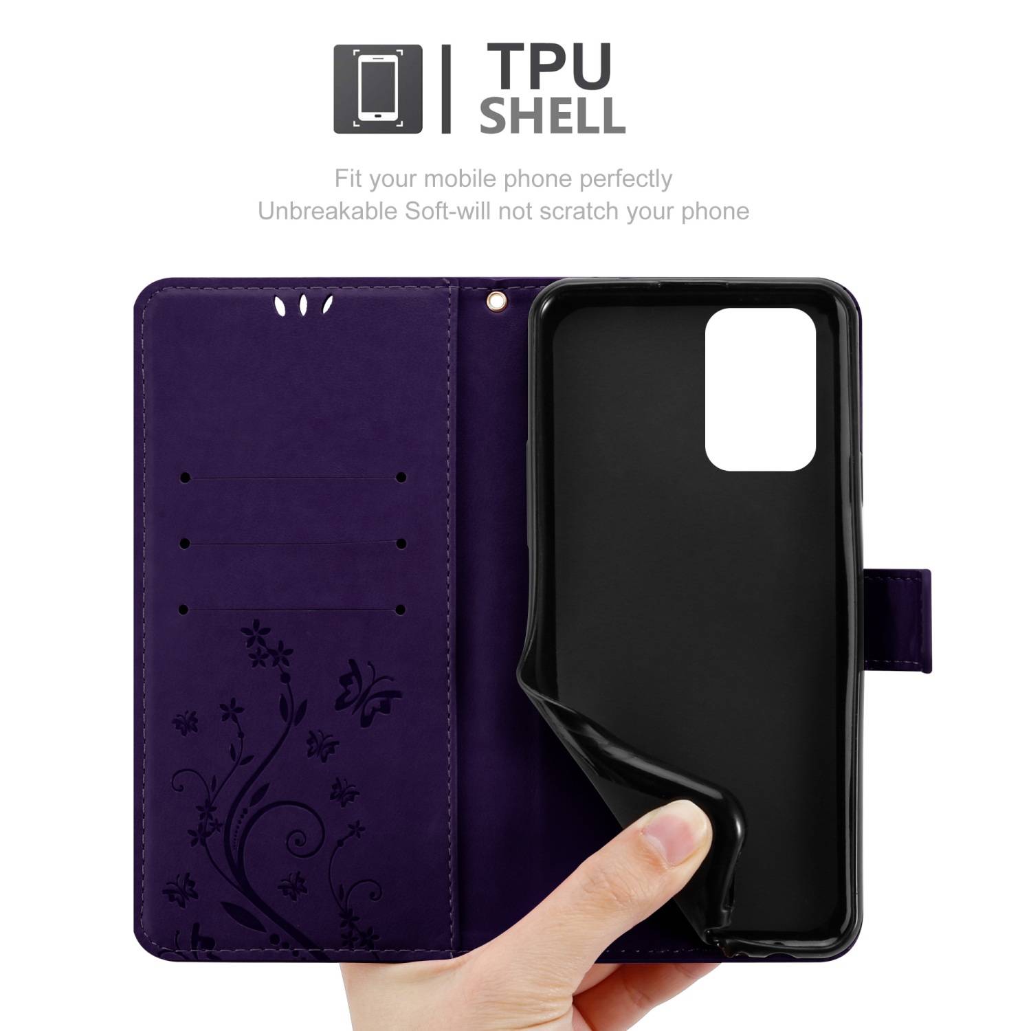 Cadorabo Hülle für Xiaomi POCO X3 GT Schutz Hülle in Lila Schutzhülle Handy Hülle Etui Case Blumen Flower