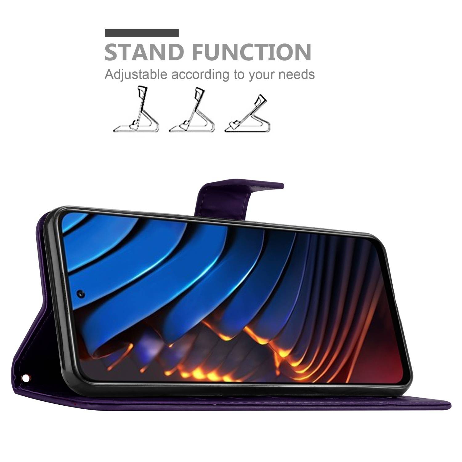 Cadorabo Hülle für Xiaomi POCO X3 GT Schutz Hülle in Lila Schutzhülle Handy Hülle Etui Case Blumen Flower