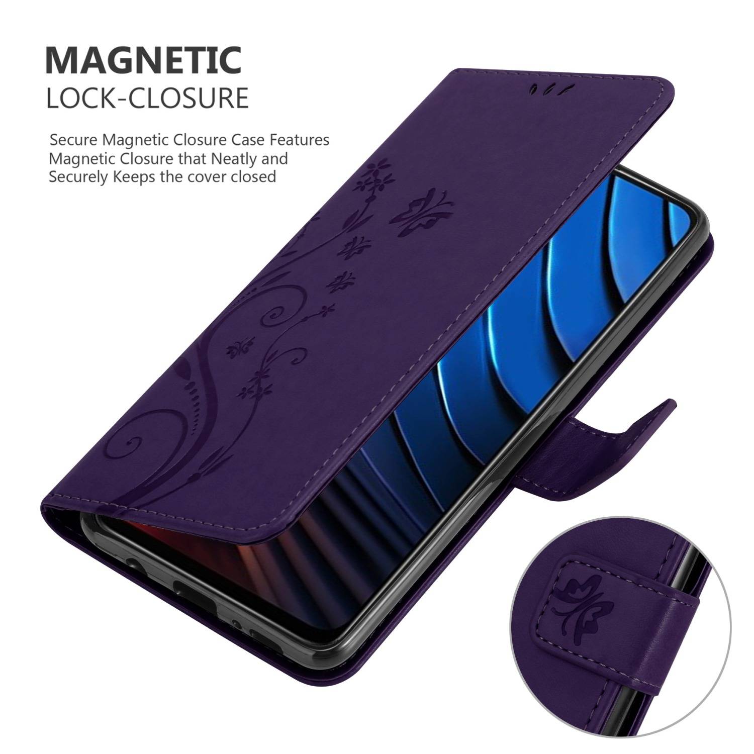 Cadorabo Hülle für Xiaomi POCO X3 GT Schutz Hülle in Lila Schutzhülle Handy Hülle Etui Case Blumen Flower