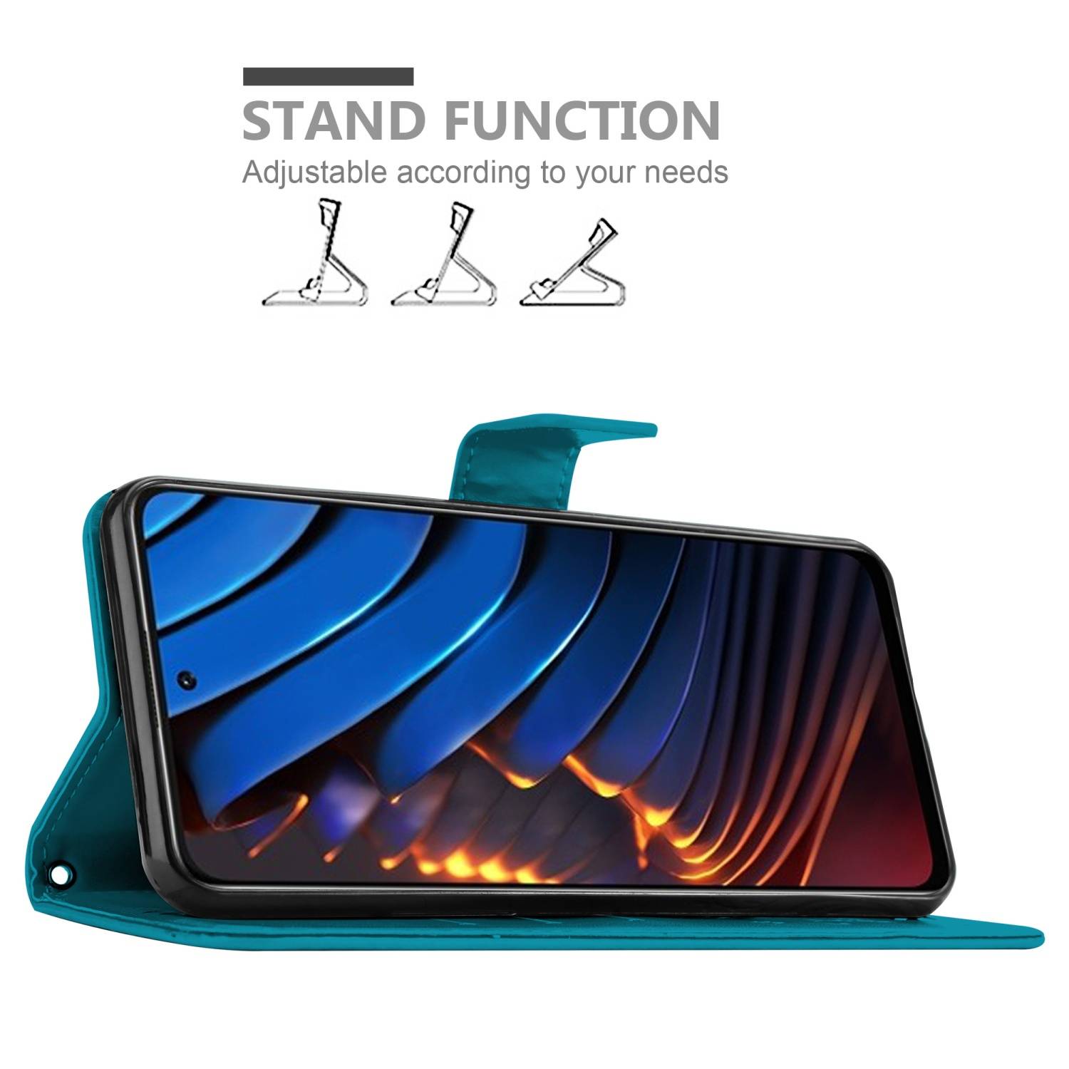 Cadorabo Hülle für Xiaomi POCO X3 GT Schutz Hülle in Blau Schutzhülle Handy Hülle Etui Case Blumen Flower
