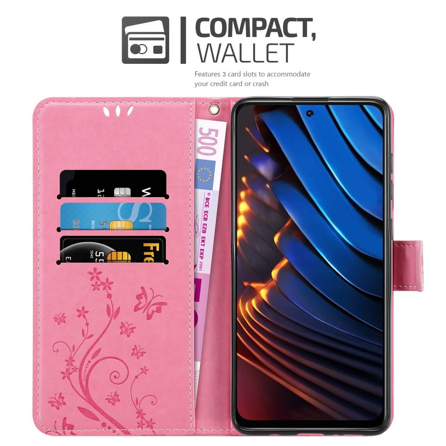 Cadorabo Hülle für Xiaomi POCO X3 GT Schutz Hülle in Rosa Schutzhülle Handy Hülle Etui Case Blumen Flower