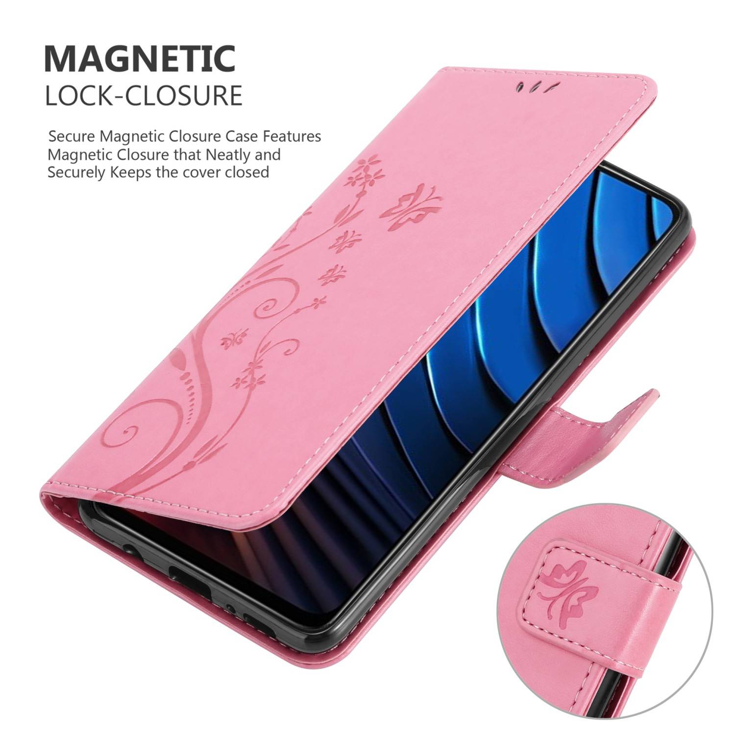 Cadorabo Hülle für Xiaomi POCO X3 GT Schutz Hülle in Rosa Schutzhülle Handy Hülle Etui Case Blumen Flower