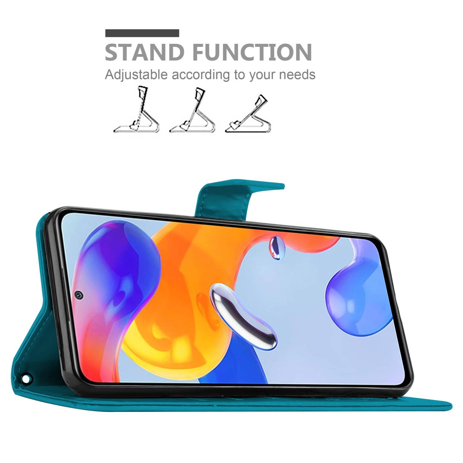 Cadorabo Hülle für Xiaomi RedMi NOTE 11 PRO 4G / 5G Schutz Hülle in Blau Schutzhülle Handy Hülle Etui Case Blumen Flower
