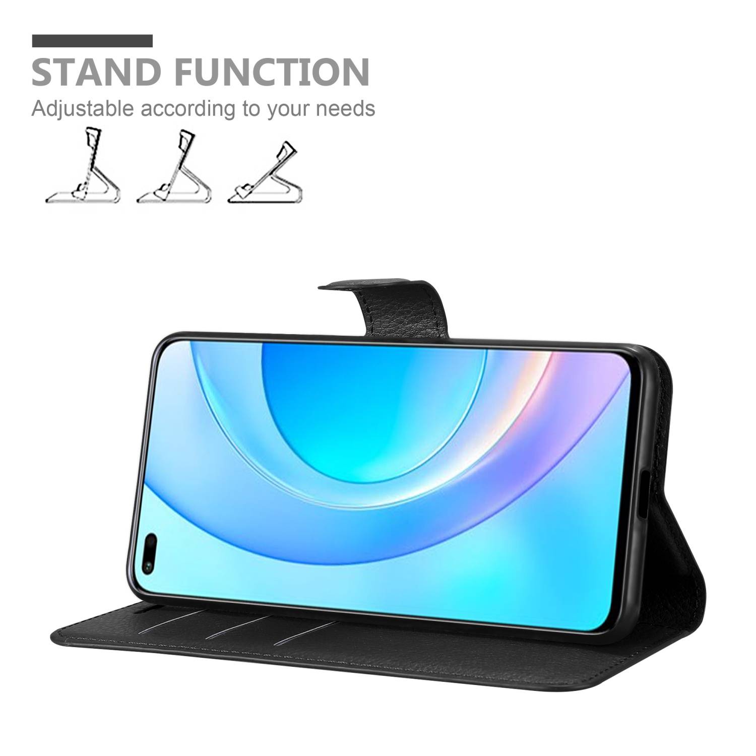 Cadorabo Hülle für Honor 50 LITE Schutz Hülle in Schwarz Handyhülle Etui Case Cover Magnetverschluss