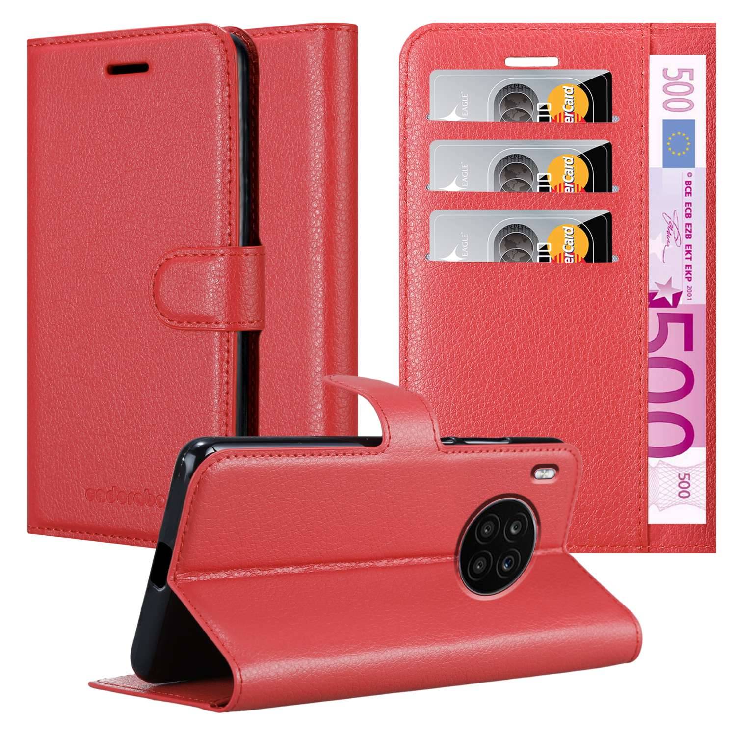 Cadorabo Hülle für Honor 50 LITE Schutz Hülle in Rot Handyhülle Etui Case Cover Magnetverschluss